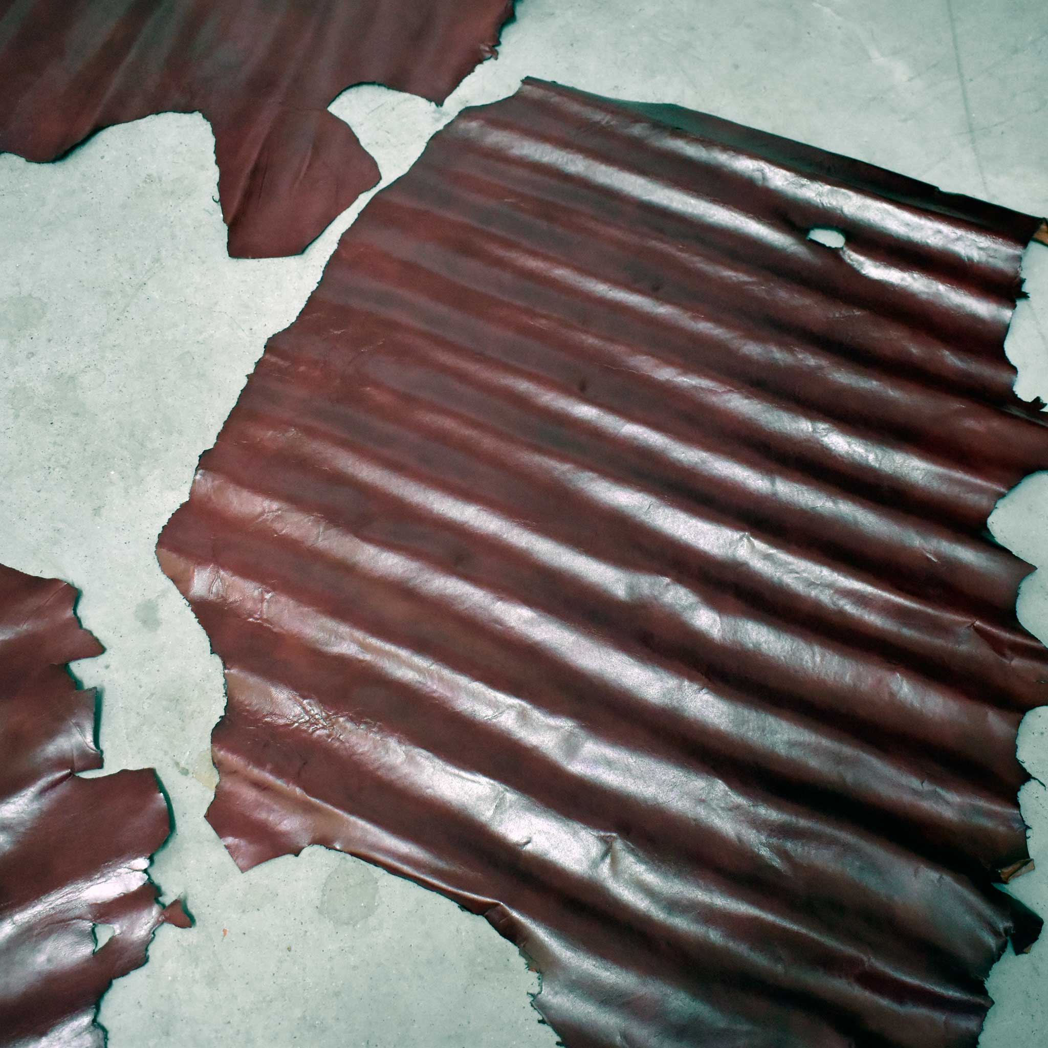 NEW Red Top Grain Leather Hide Piece Set Of 3 - Image 2