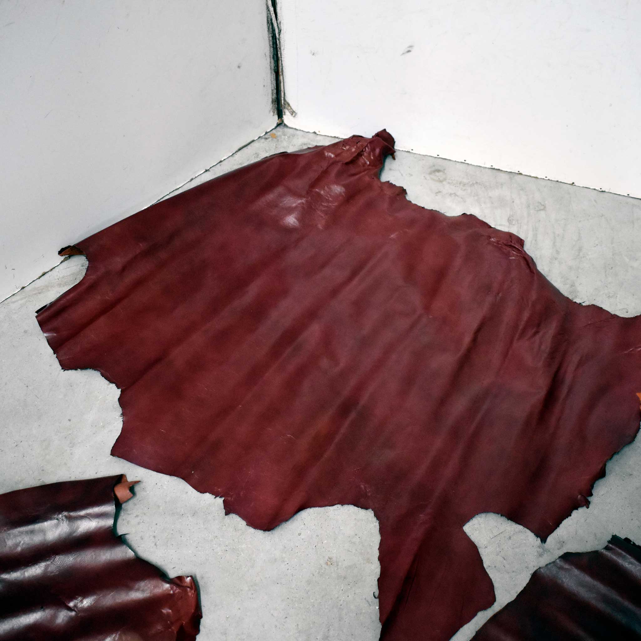 NEW Red Top Grain Leather Hide Piece Set Of 3 - Image 4