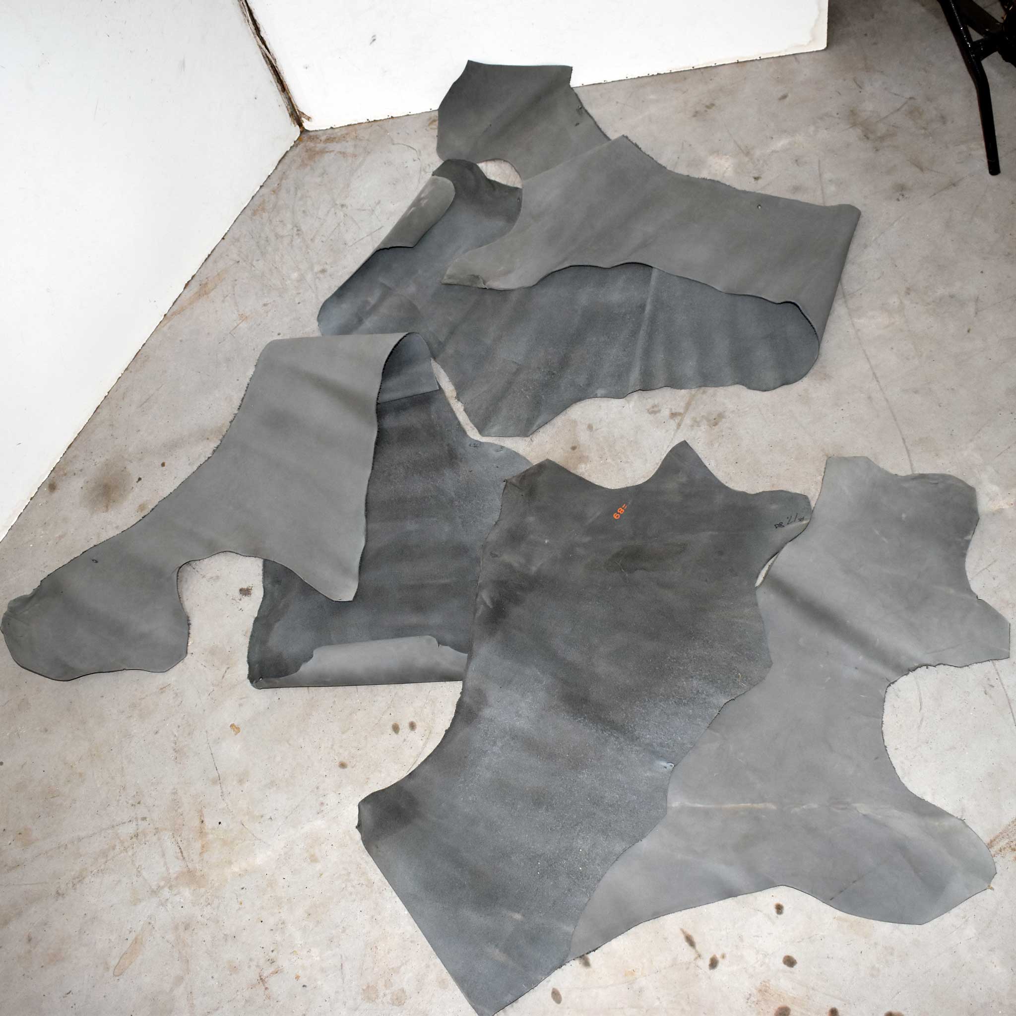 NEW Dusty Blue Buffed Leather Hide Pieces Set Of 3