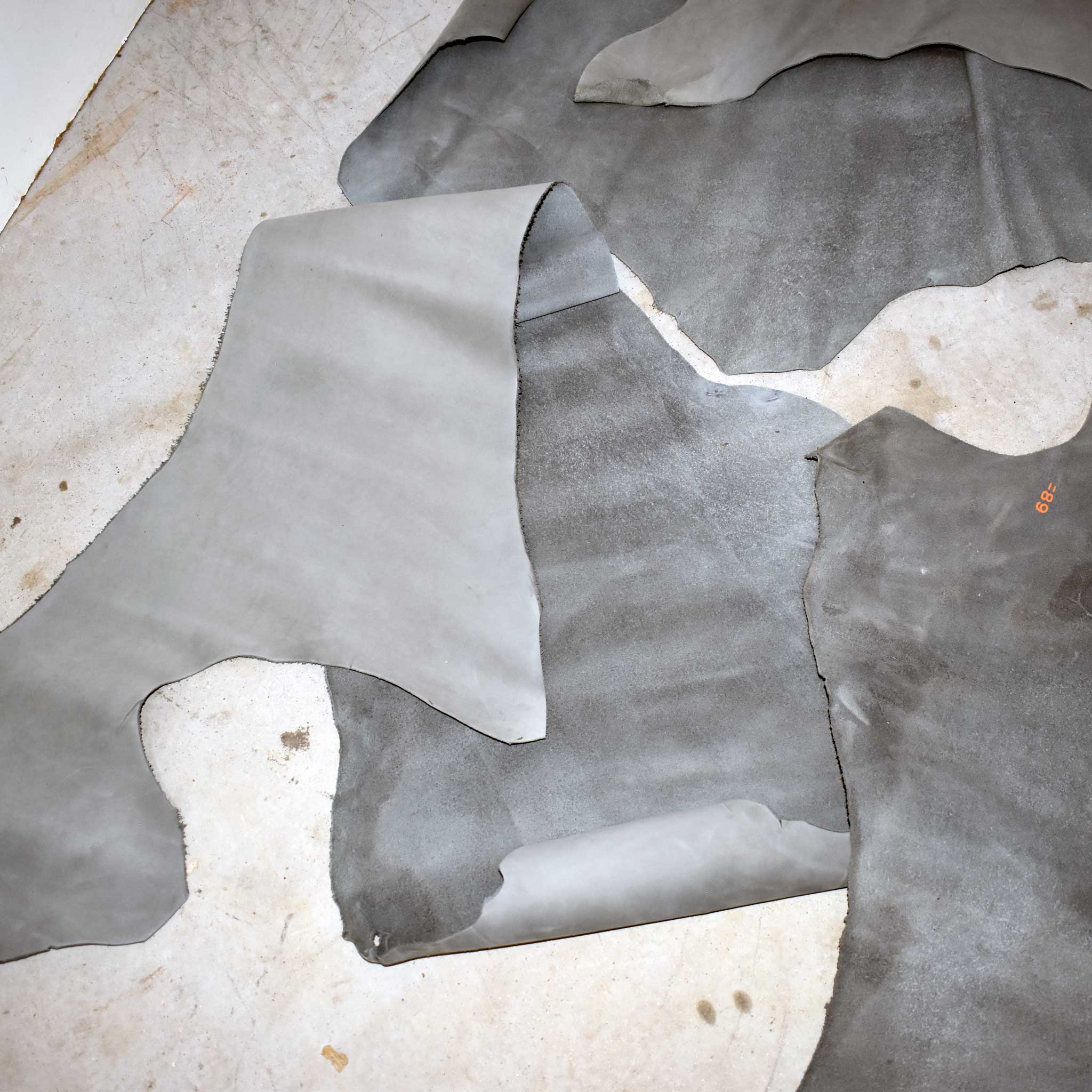 NEW Dusty Blue Buffed Leather Hide Pieces Set Of 3 - Image 2