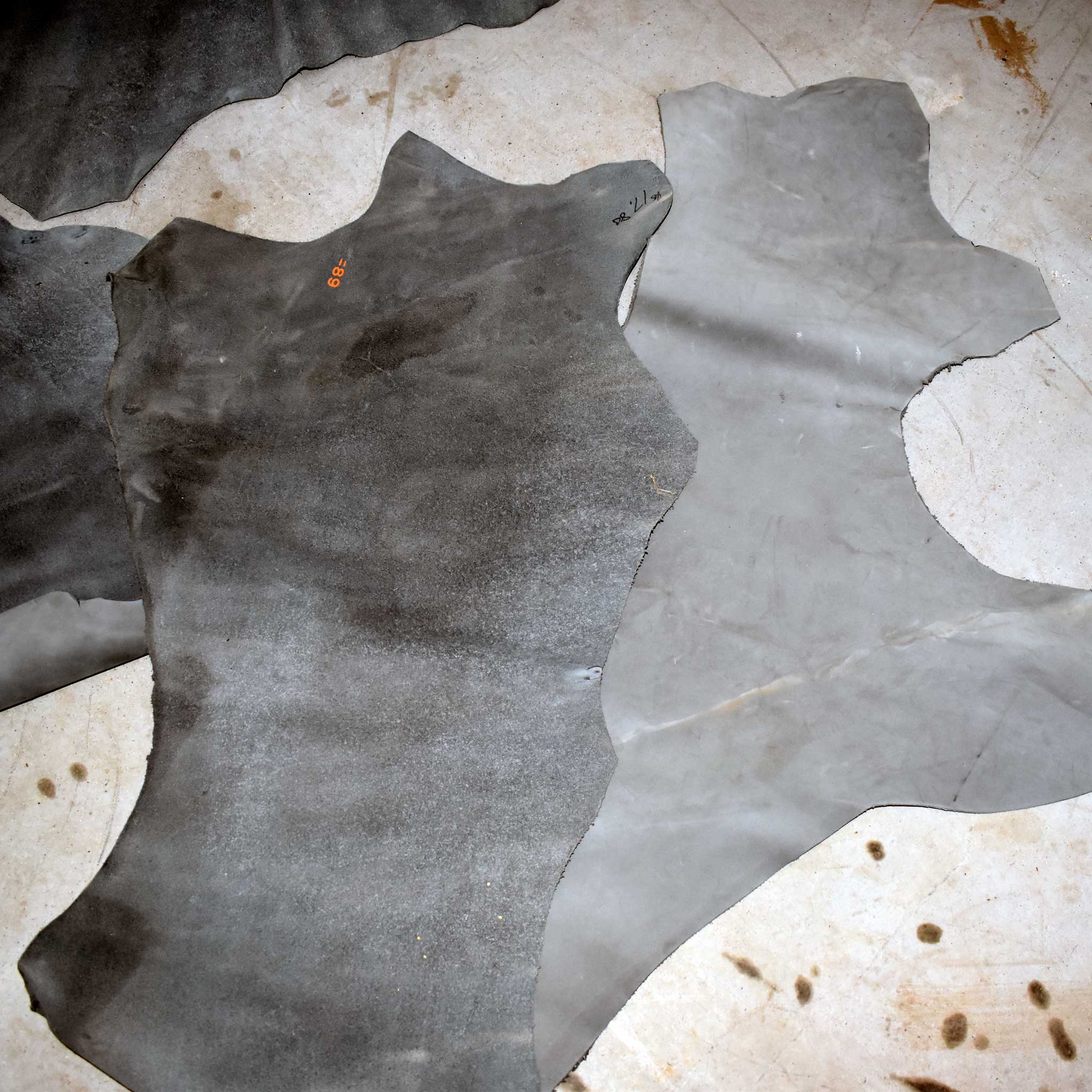 NEW Dusty Blue Buffed Leather Hide Pieces Set Of 3 - Image 3