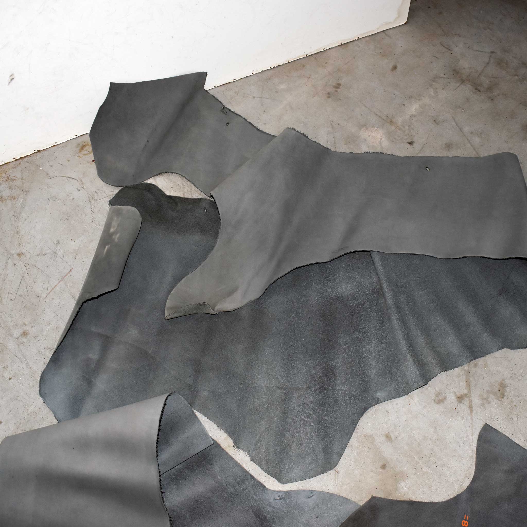 NEW Dusty Blue Buffed Leather Hide Pieces Set Of 3 - Image 4