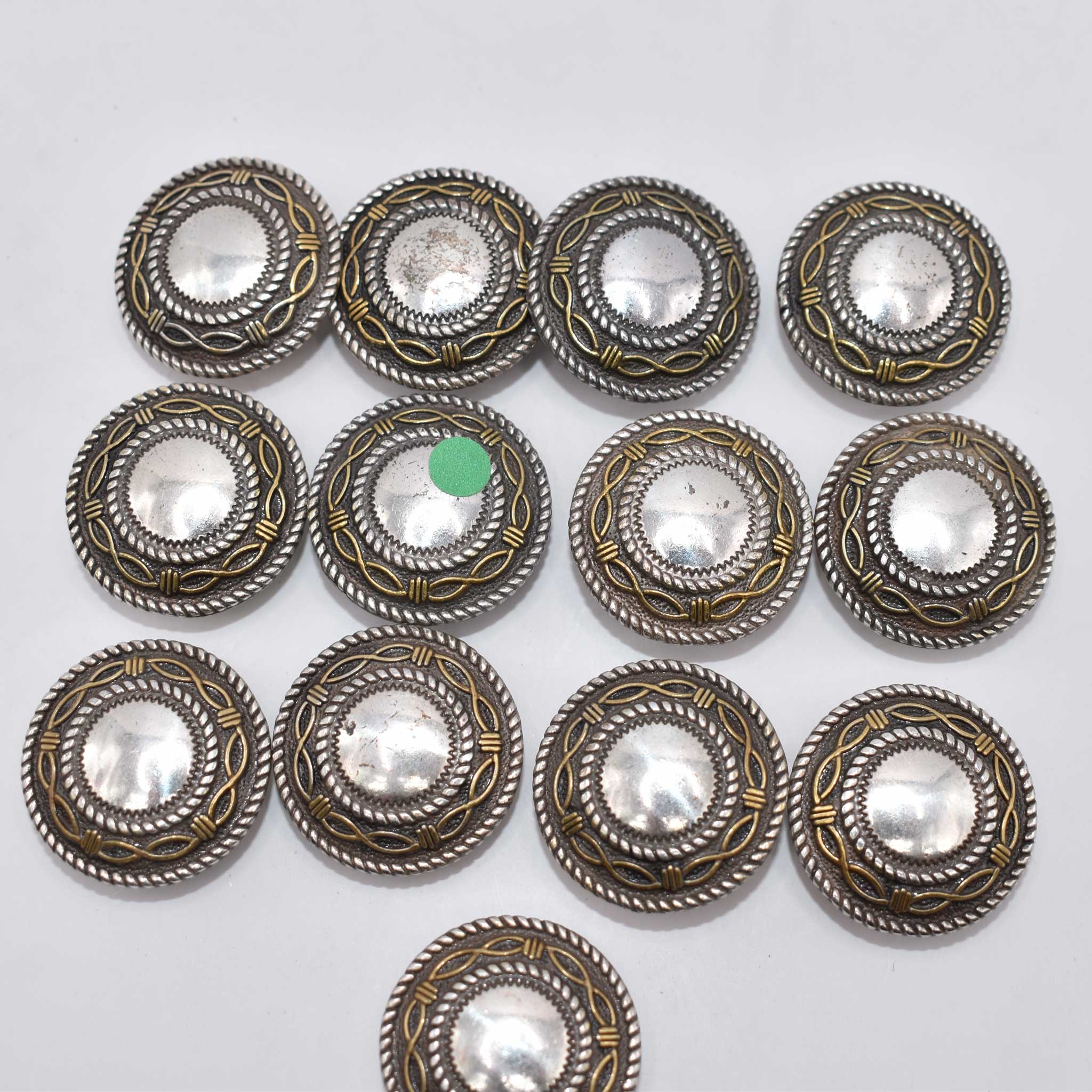NEW Wire Lined Sterling Concho 1" Set Of 13 - Image 2