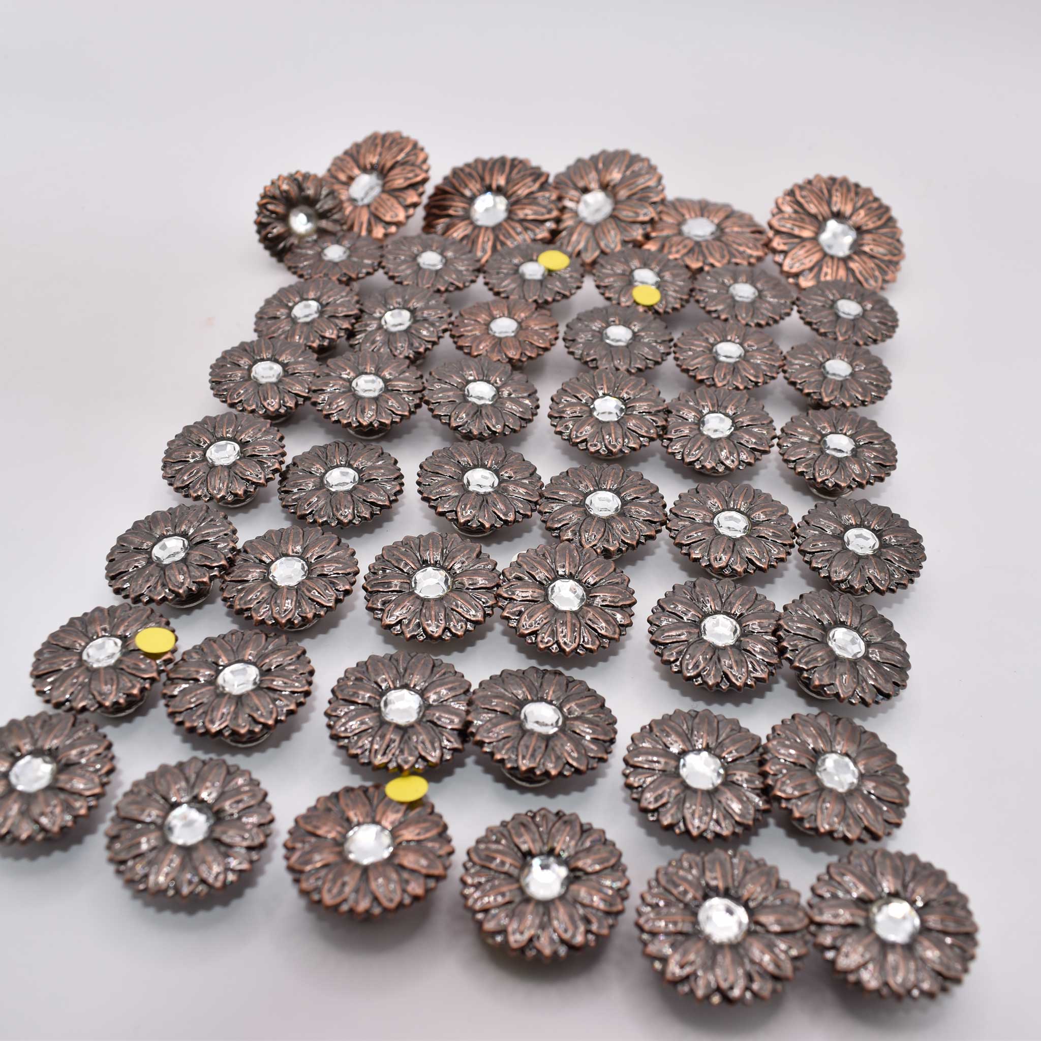 NEW Brass Rhinestone Sunflower Concho Set of 48 - Image 2