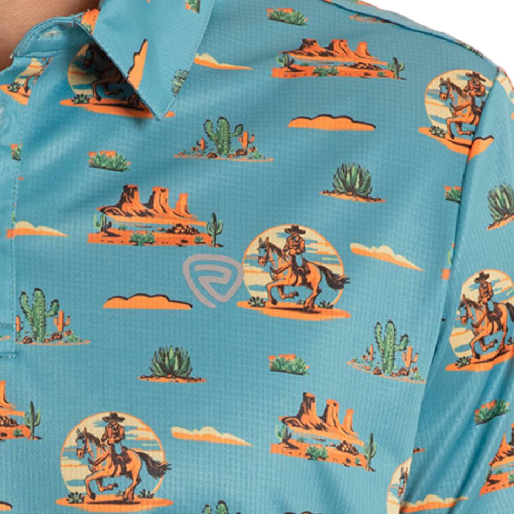 Rock & Roll Denim Men's Novelty Printed Peacock Polo Shirt - Image 2