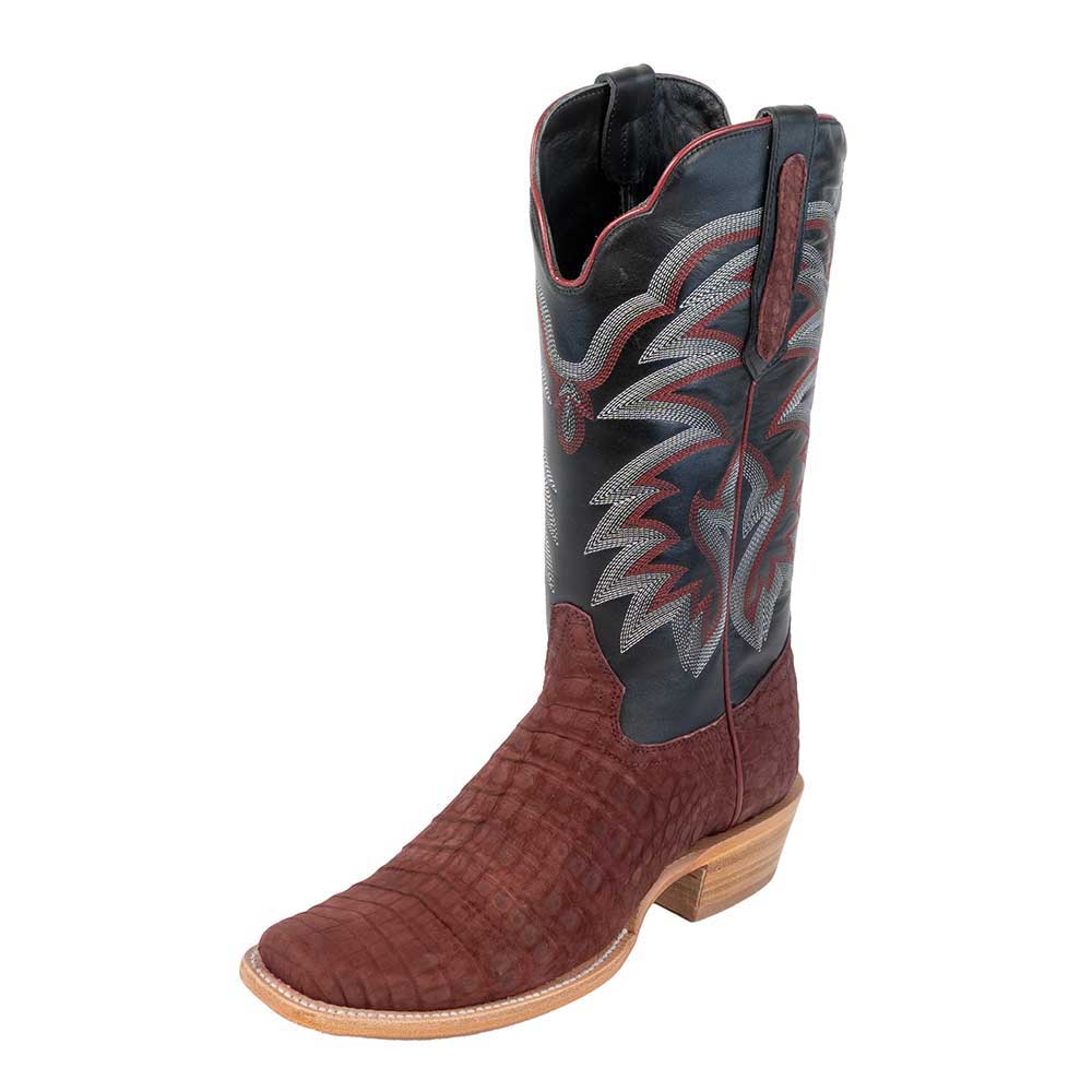 R. Watson Men's Nubuck Rhubarb Caiman Belly Cutter Toe Boot