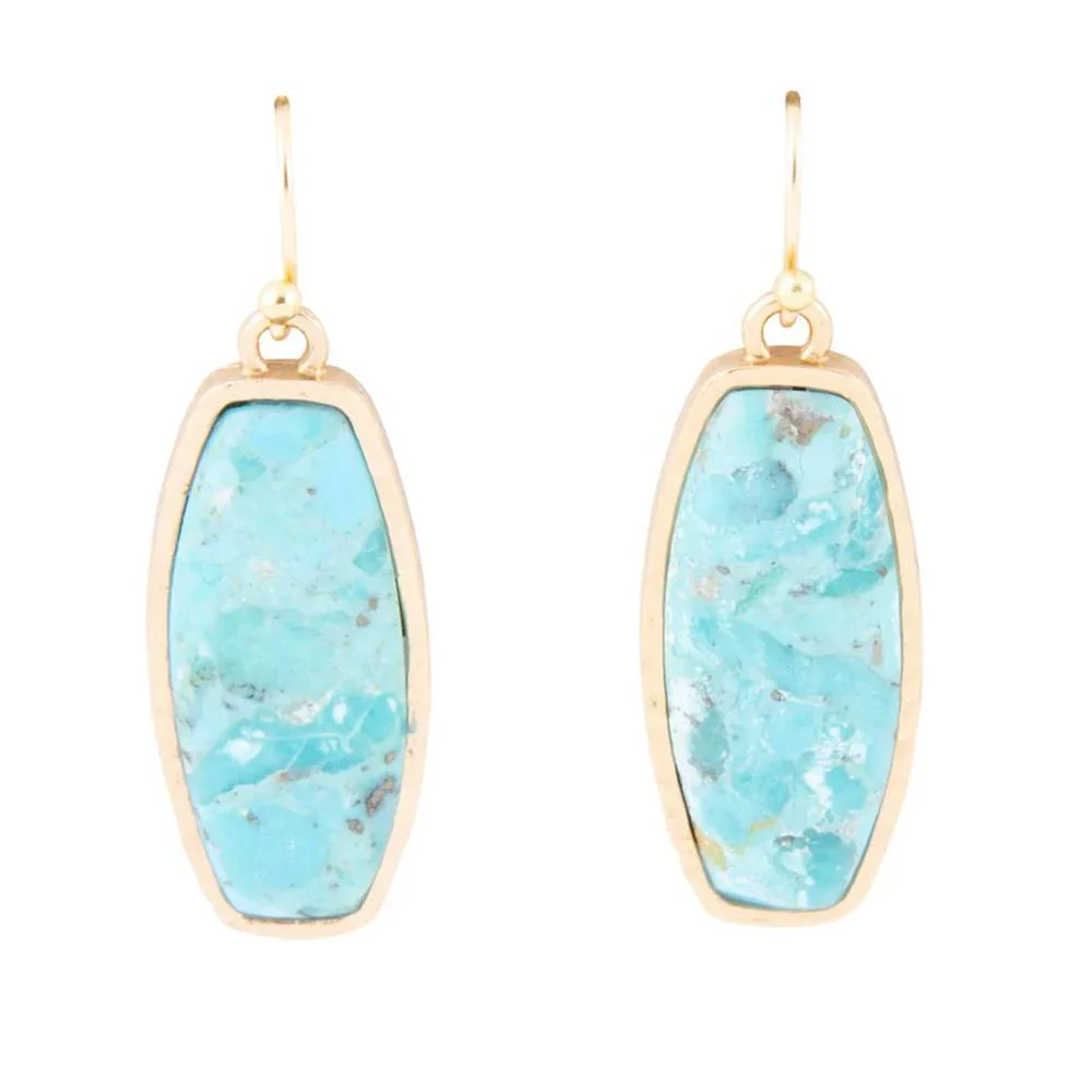 Odyssey Long Turquoise Bronze Earrings