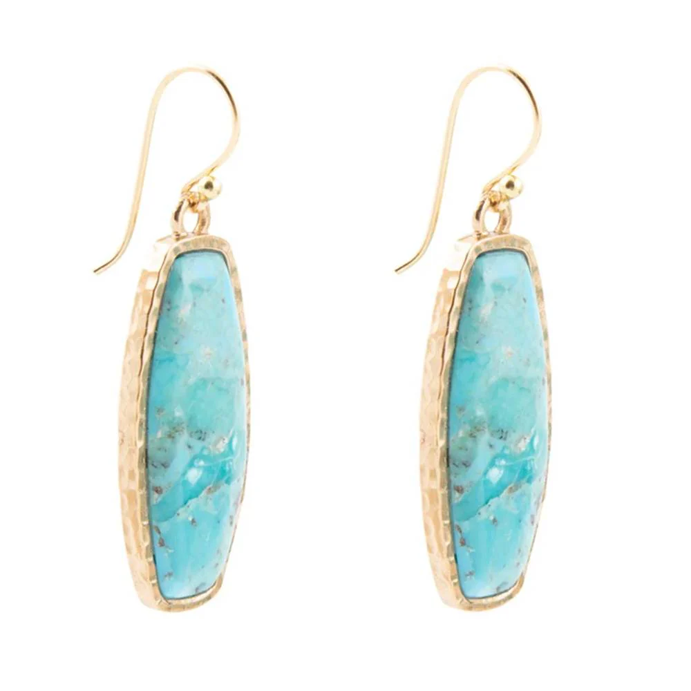 Odyssey Long Turquoise Bronze Earrings - Image 2