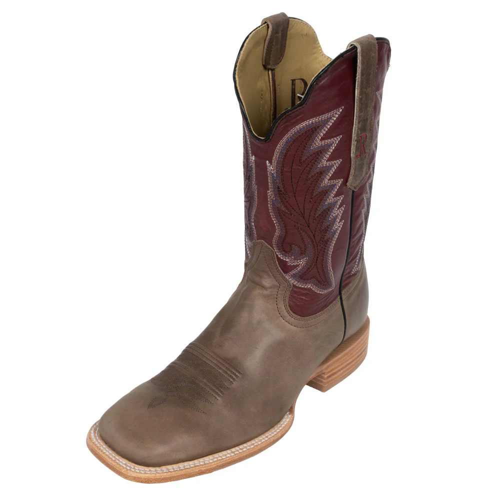 R. Watson Men's Old Fashion Charcoal Cowhide Square Toe Boot