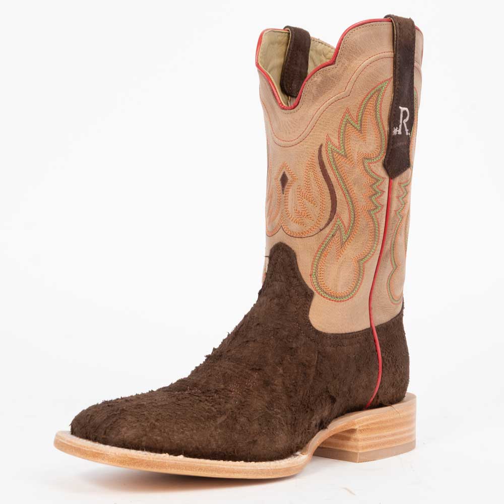 R. Watson Men's Chocolate Roughout Square Toe Boot - FINAL SALE