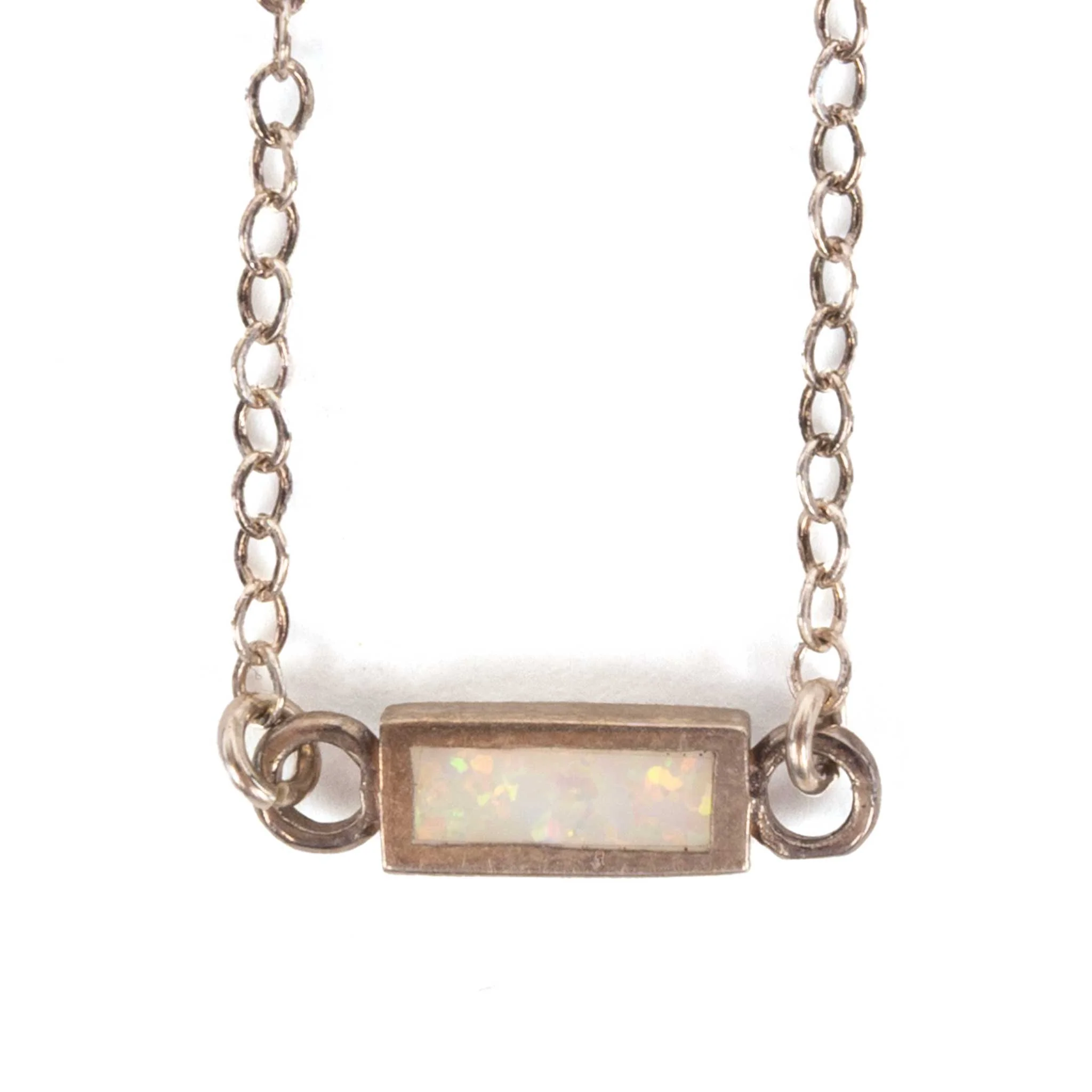 *Opal and Onyx Stone Reversible Rectangle Pendant Necklace - FINAL SALE - Image 2