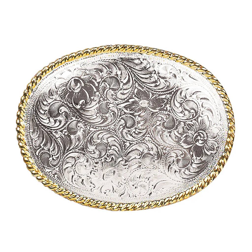 Nocona Oval Rope Edge Floral Scroll Buckle