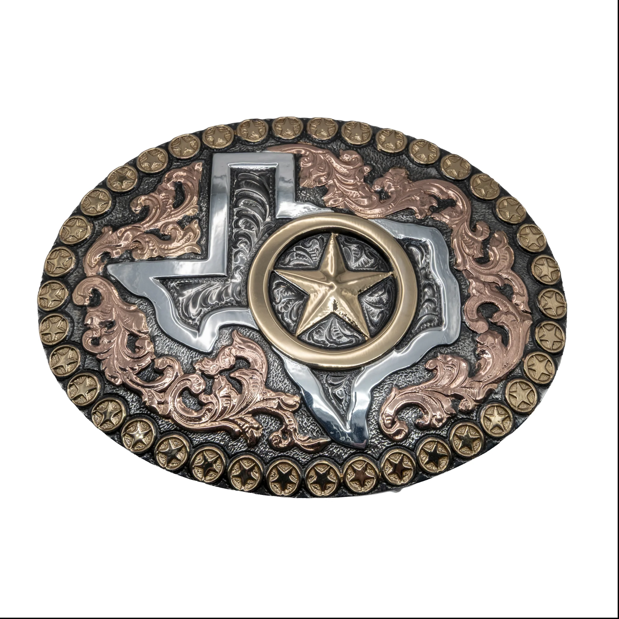 Crumrine Oval Star Edge Texas Star 3 Tone Buckle