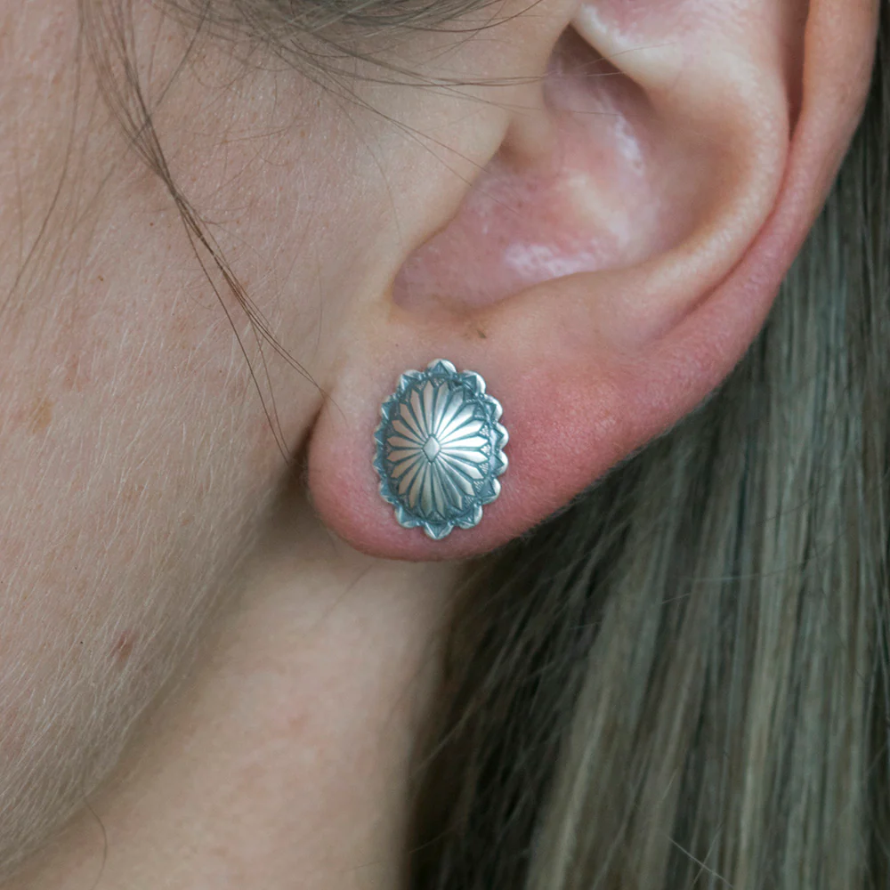 Hania Sterling Silver Stamped Oval Earrings - Image 2