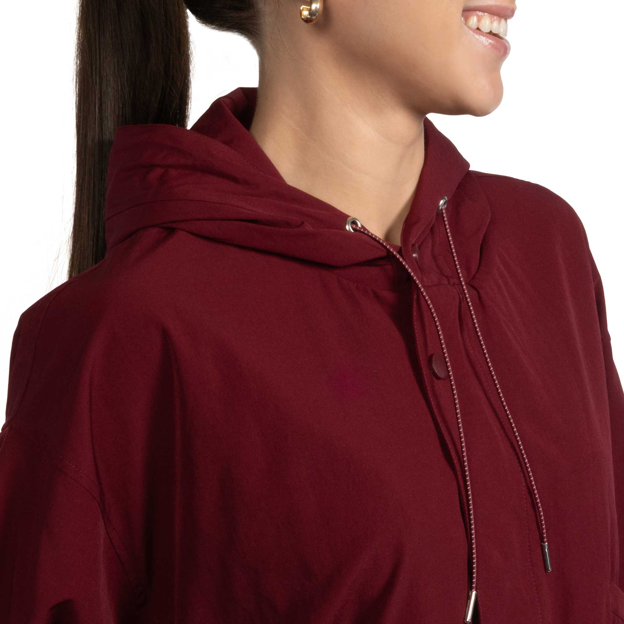 Wine Oversized Semi-Cropped Windbreaker Hoodie - FINAL SALE - Image 2