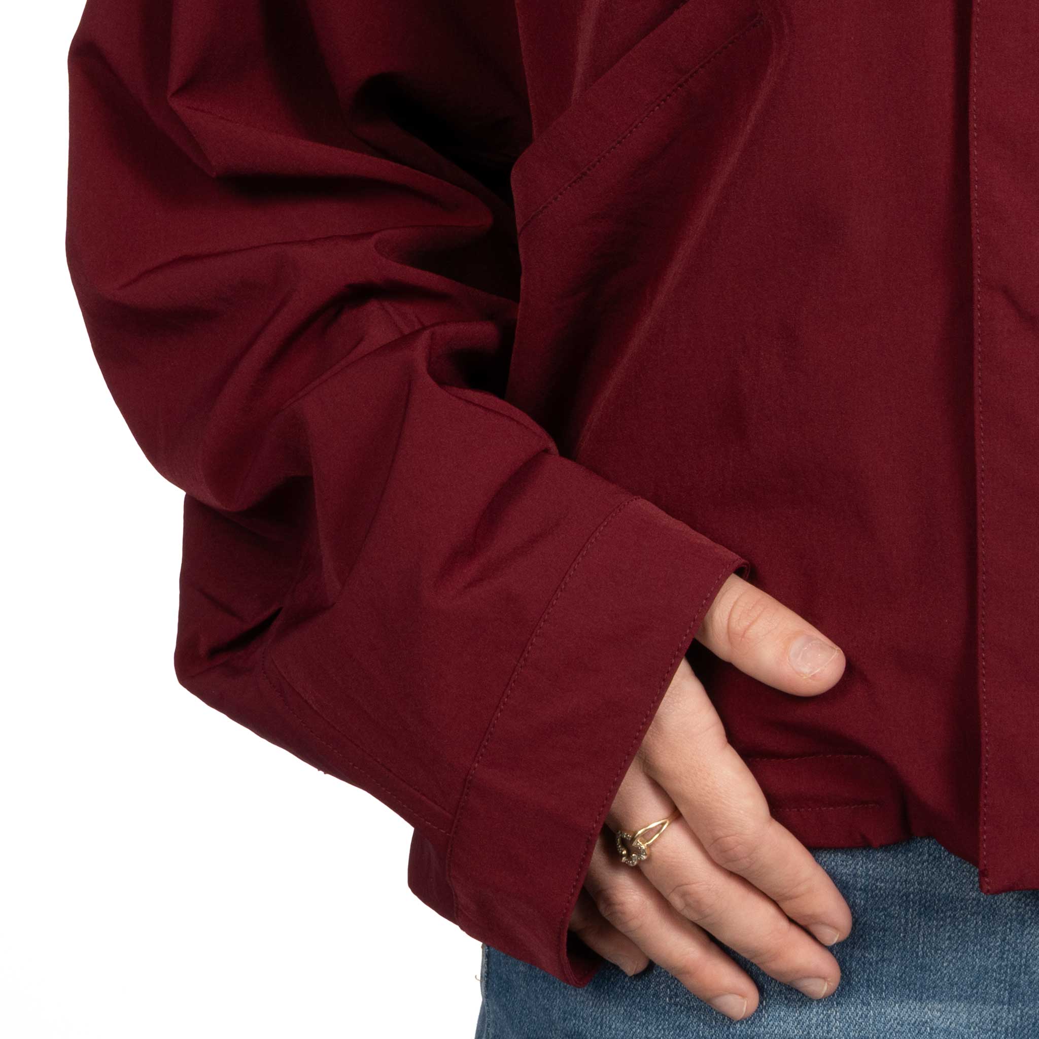 Wine Oversized Semi-Cropped Windbreaker Hoodie - FINAL SALE - Image 3