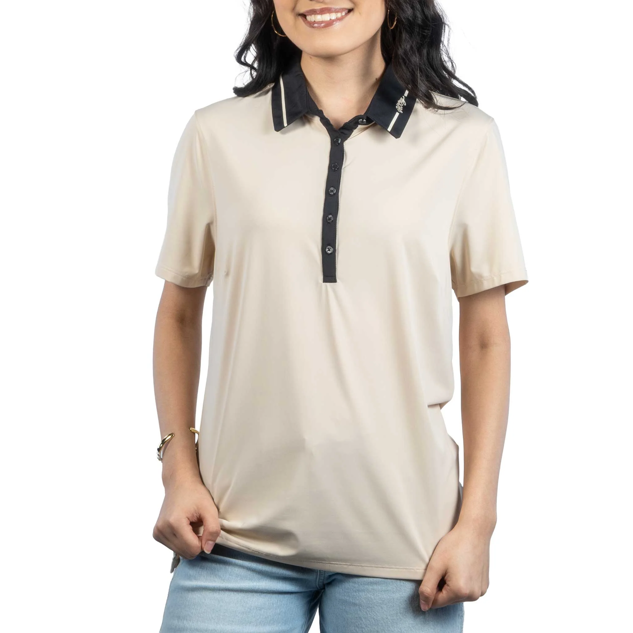 Hooey Women's Palmer Whitecap Grey Cream Polo Shirt
