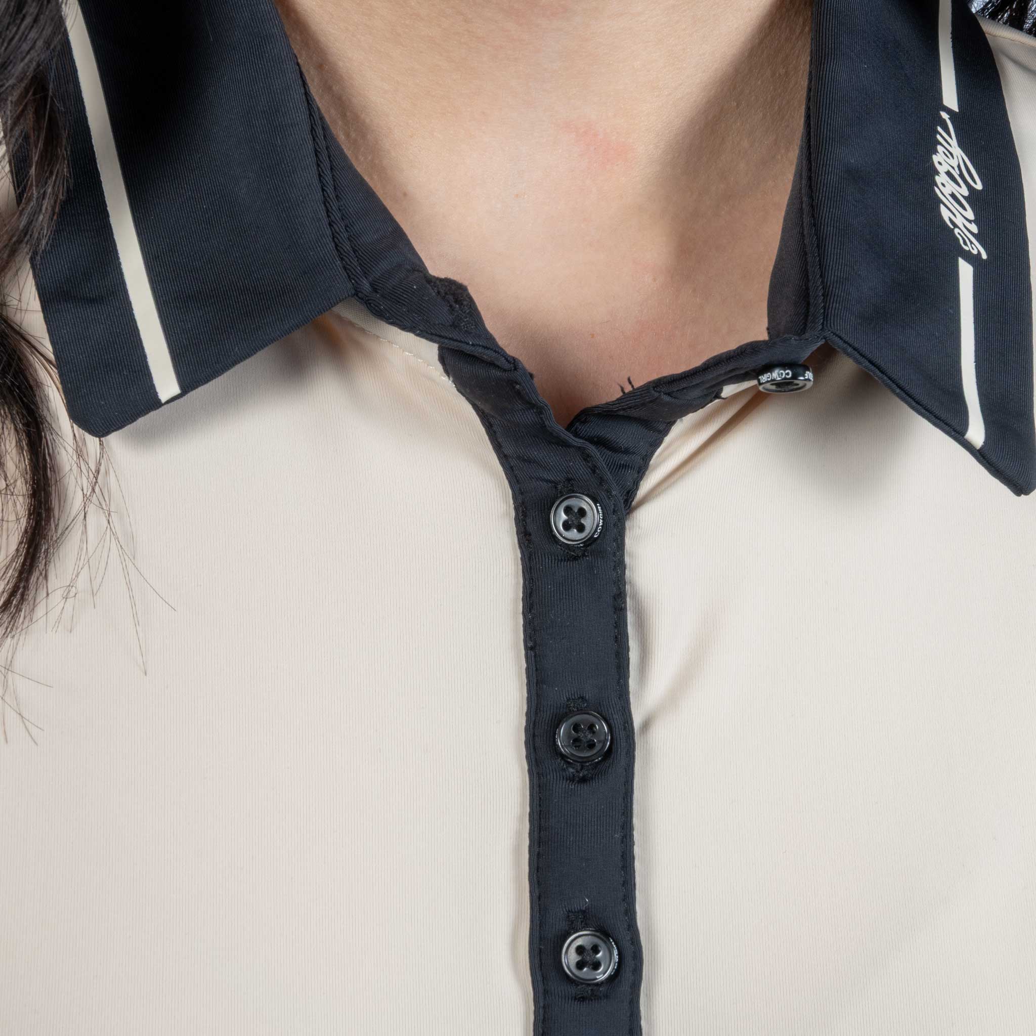 Hooey Women's Palmer Whitecap Grey Cream Polo Shirt - Image 2