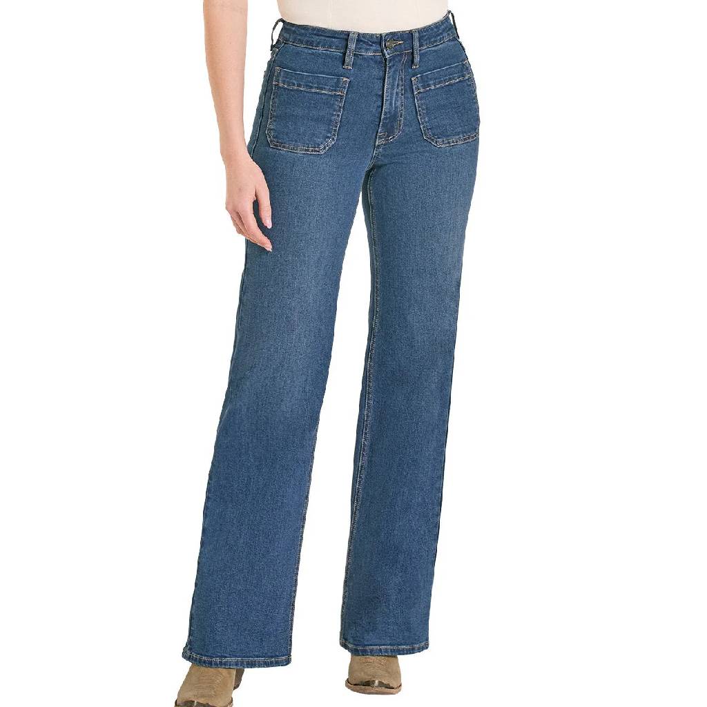 Rock & Roll Denim Patch Pocket Relaxed Wide Leg Jeans
