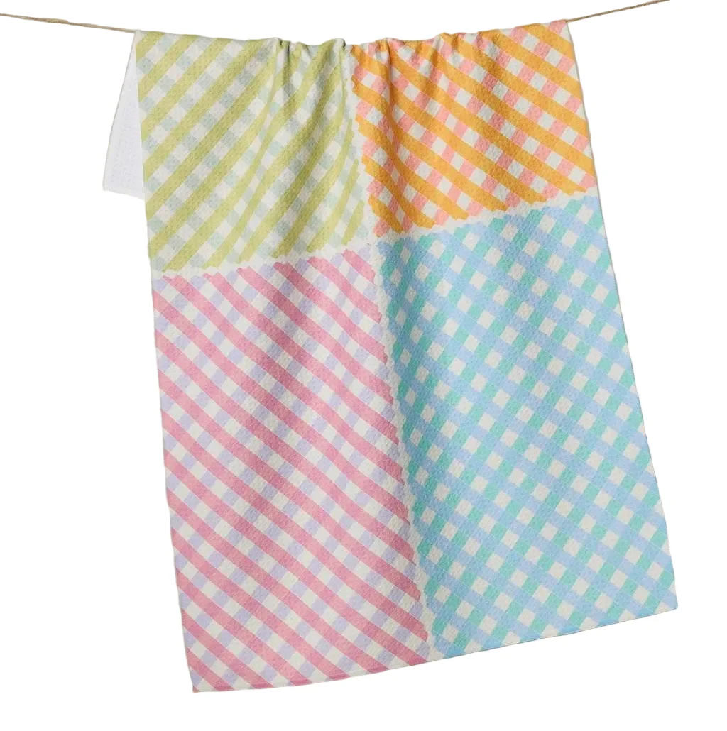 Geometry Patio Check Tea Towel