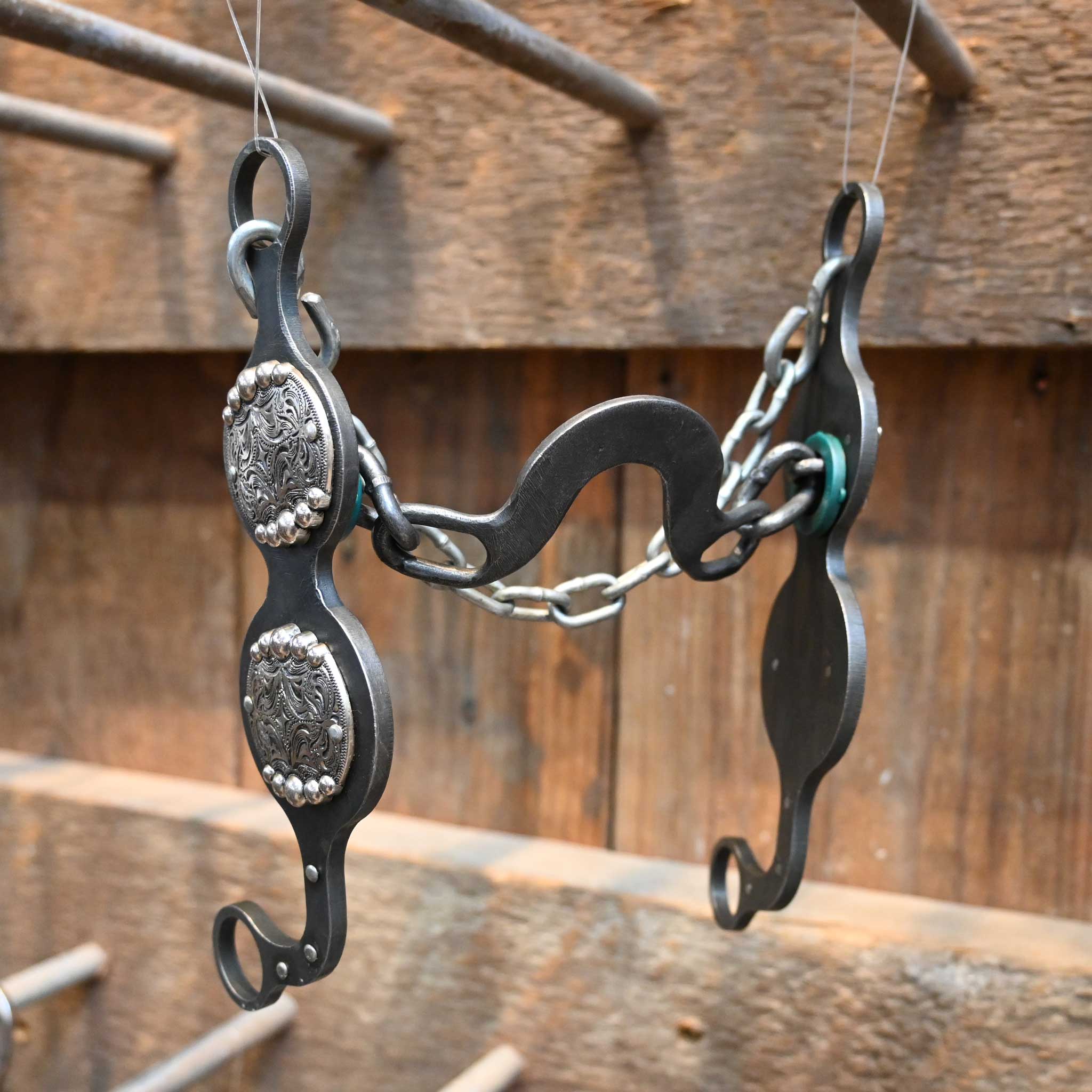 Paul Petska Washer Ported Chain Bit w/ Dotted Silver Conchos - Image 2