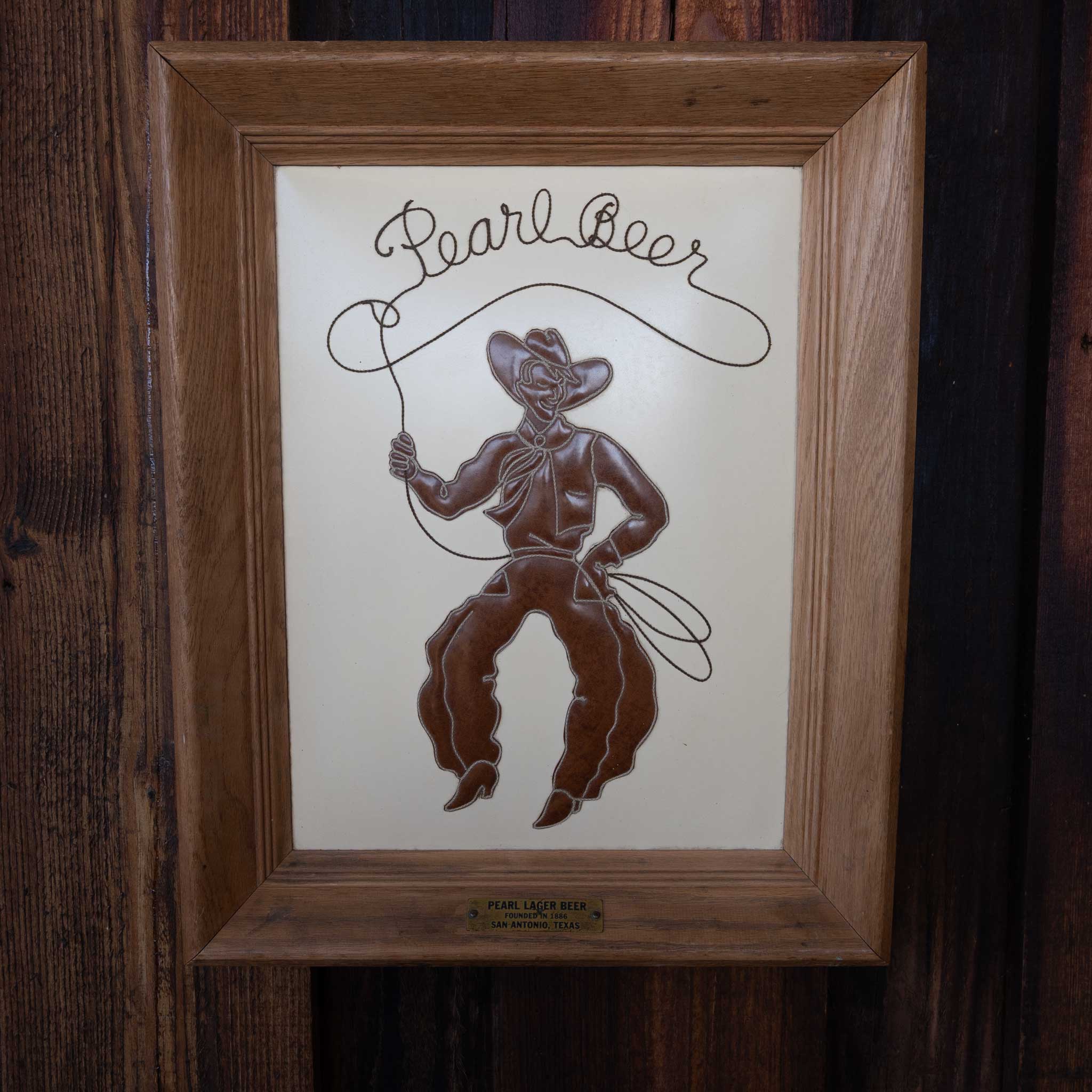 Pearl Beer Embroidered Cowboy Wall Hanging