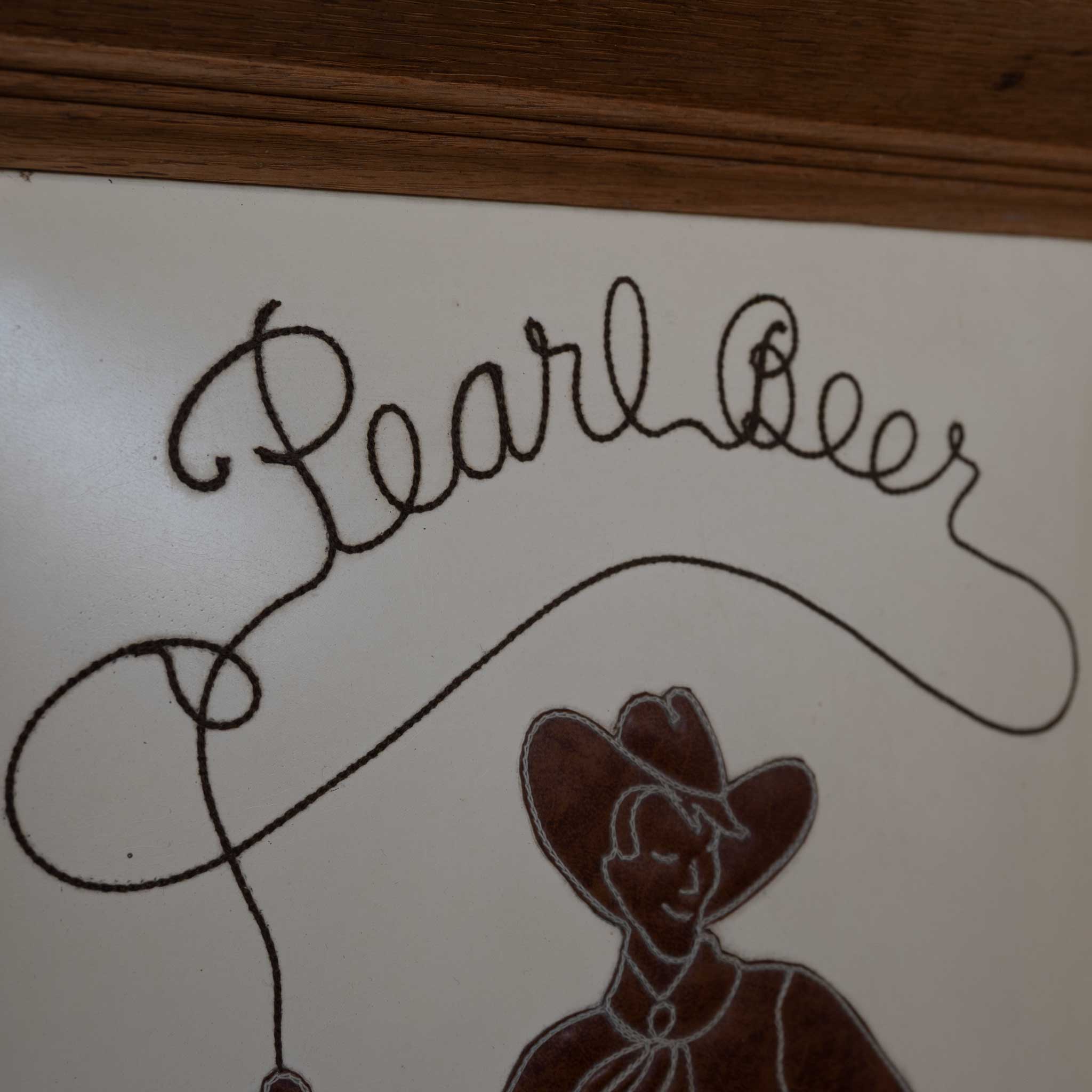 Pearl Beer Embroidered Cowboy Wall Hanging - Image 3