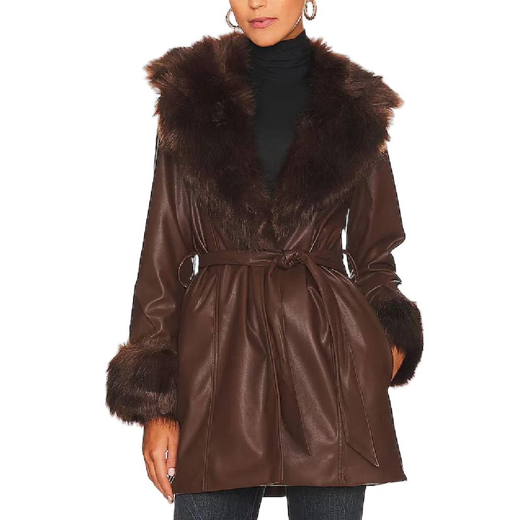 Show Me Your Mumu Penny Lane Cocoa Faux Leather Coat - FINAL SALE