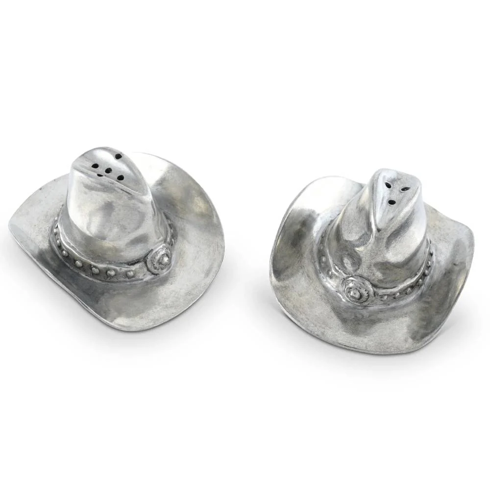 Vagabond House Pewter Cowboy Hat Salt & Pepper Set