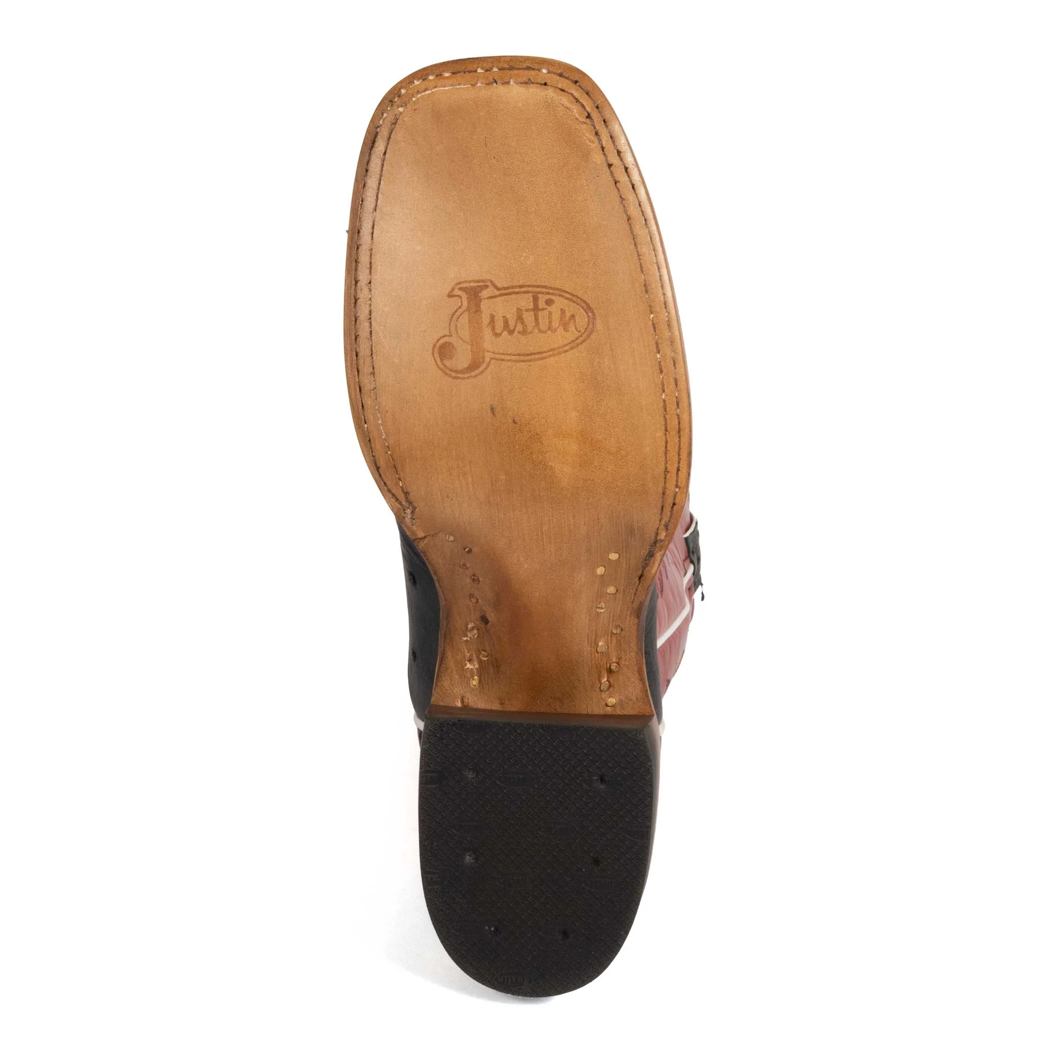 Justin Women's Piper Black Full Quill Ostrich Red Western Boot - Image 4