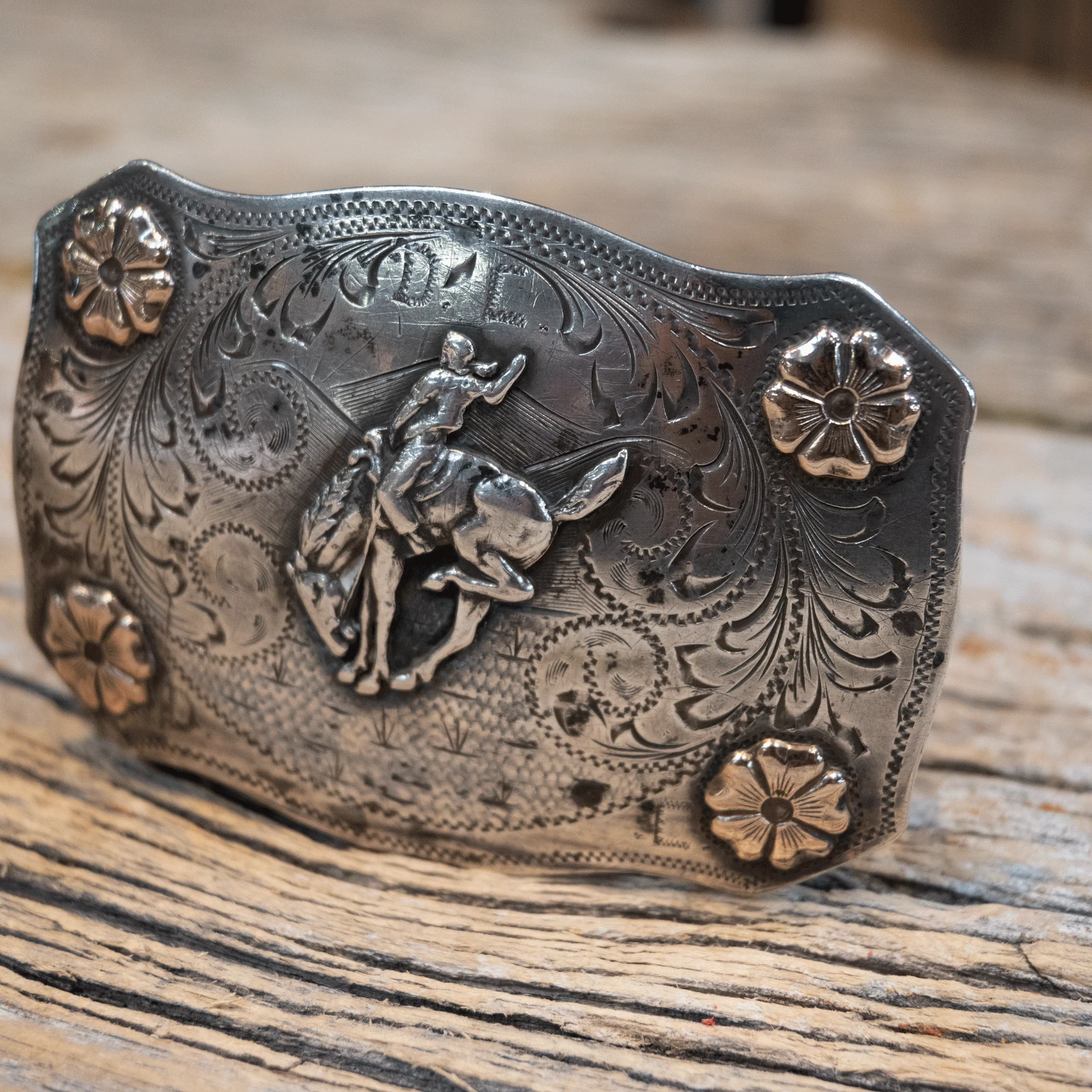Plafina Mexico Sterling Silver Saddle Bronc Belt Buckle - Image 2