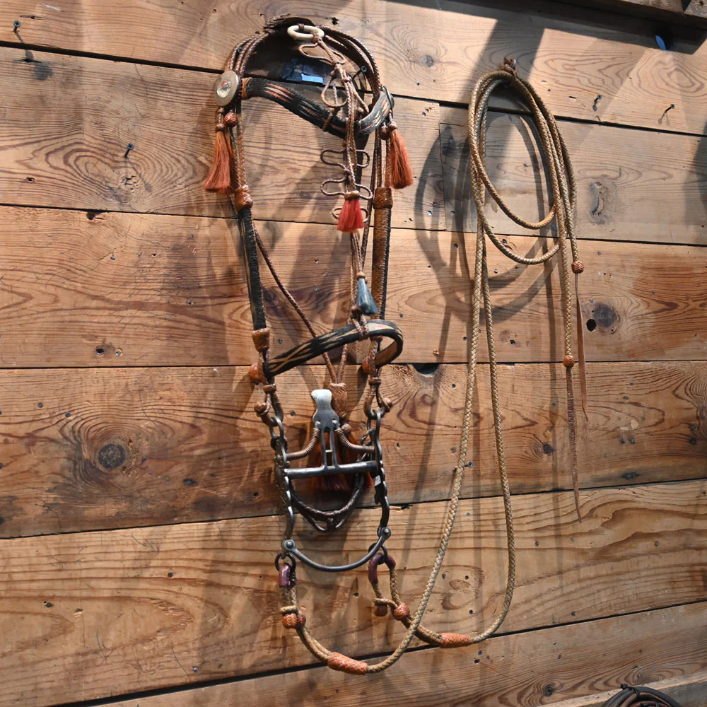 Prison Made Vintage Horse Hair & Kissingbird Spade Bit Bridle Rig - Image 2