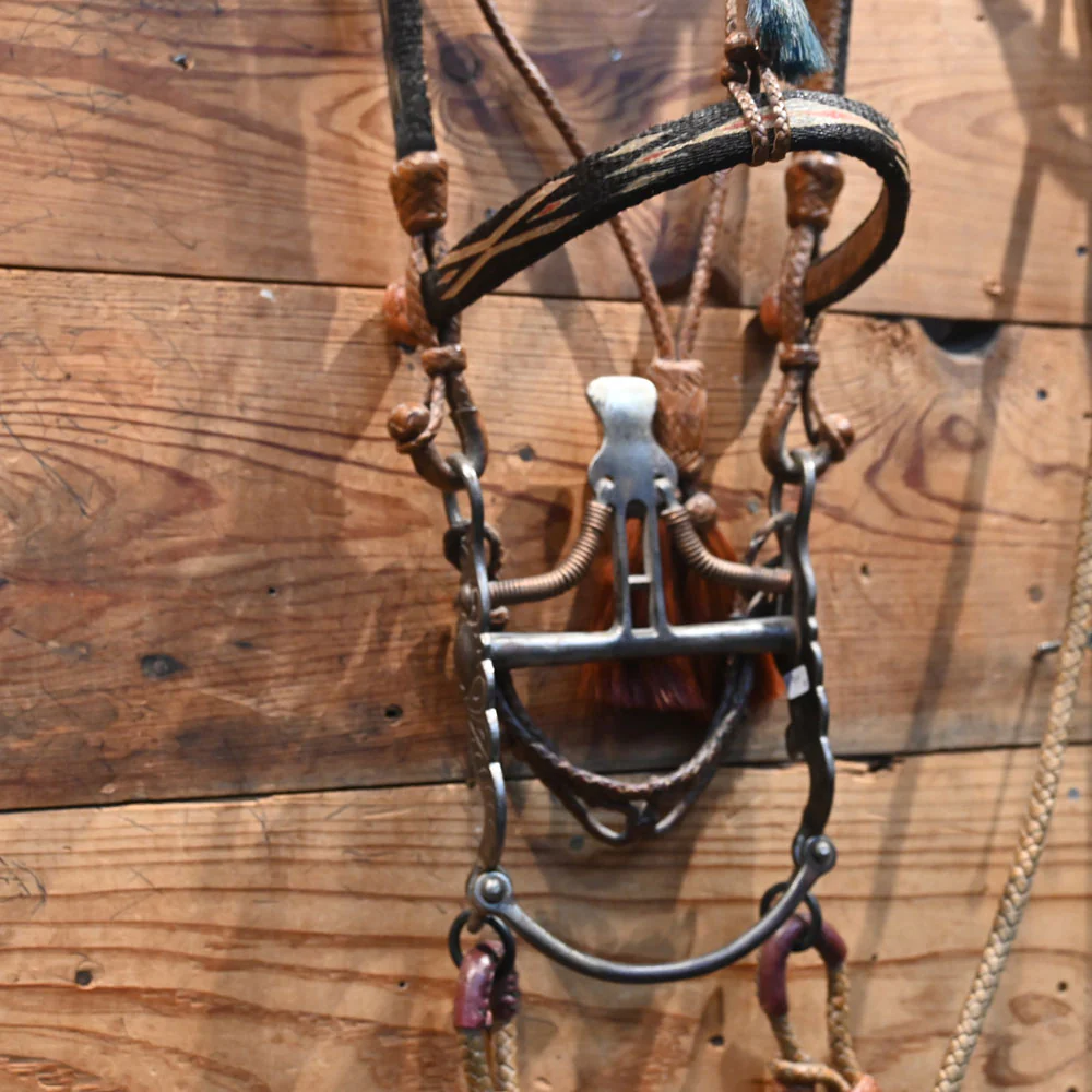 Prison Made Vintage Horse Hair & Kissingbird Spade Bit Bridle Rig - Image 4