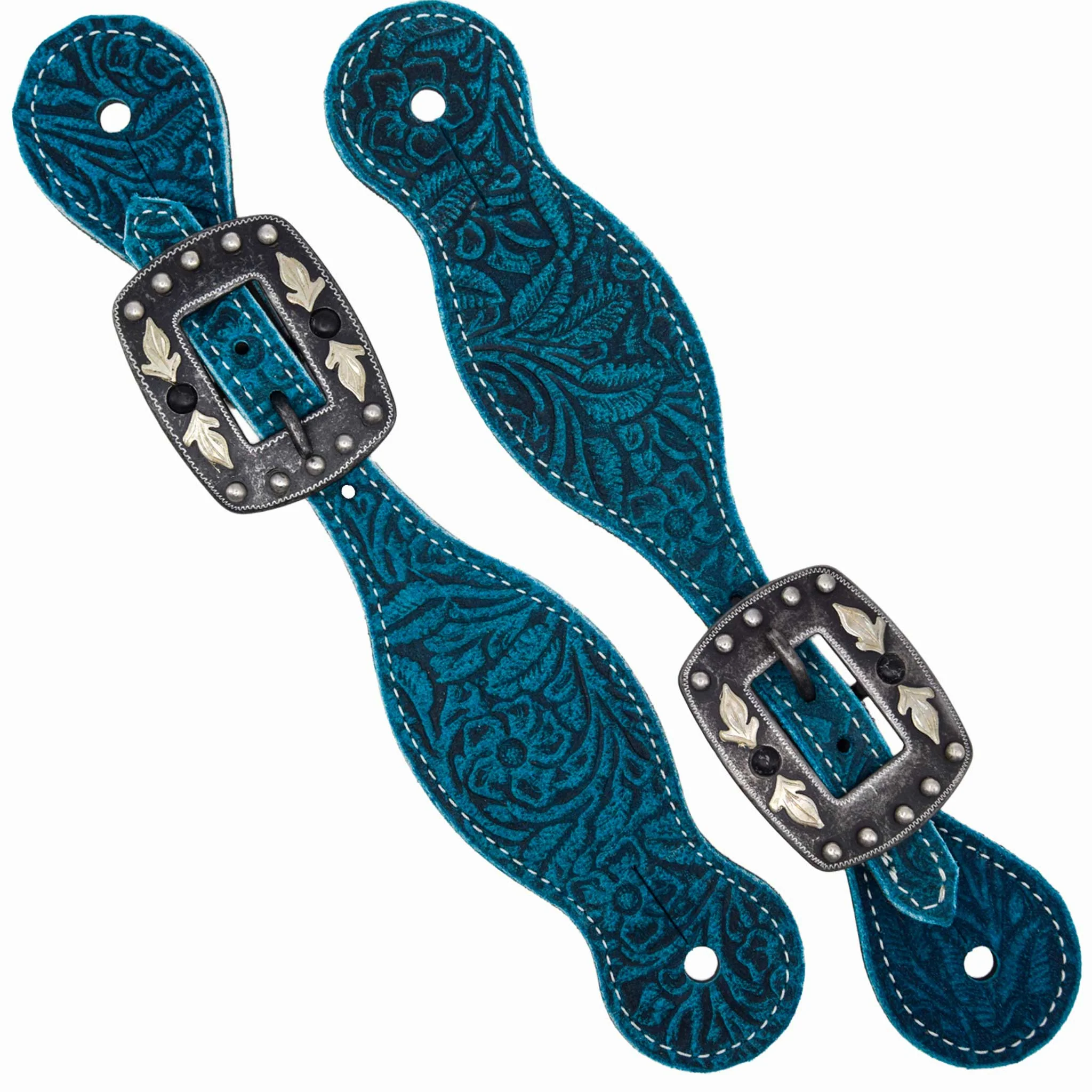 Professional's Choice Ladies Aqua Floral Spur Strap - Image 2
