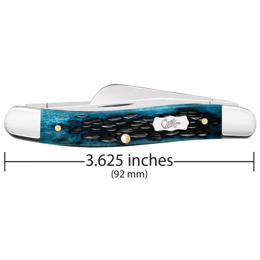 Case Pocket Worn Peach Seed Jig Mediterranean Blue Bone Medium Stockman - Image 2