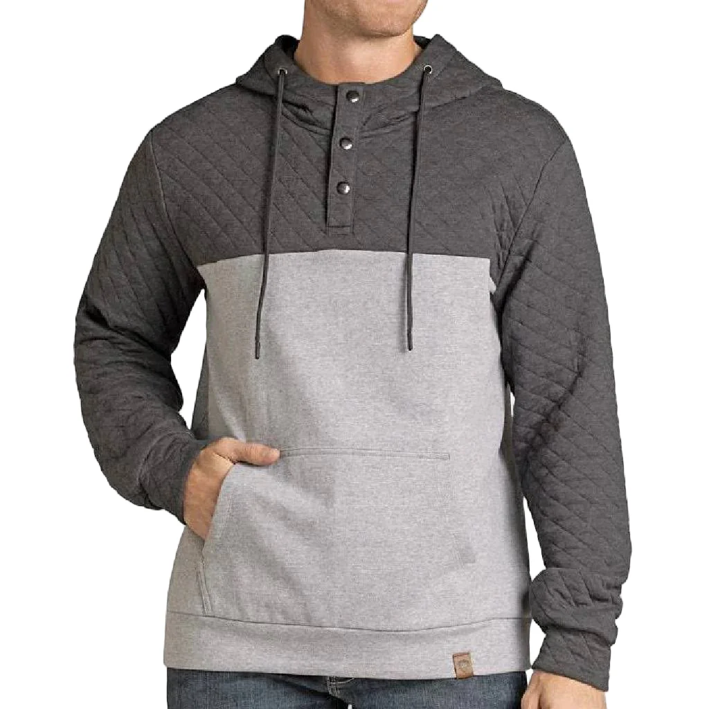 Rock & Roll Denim Men's Quilted Two Tone Henley Hoodie