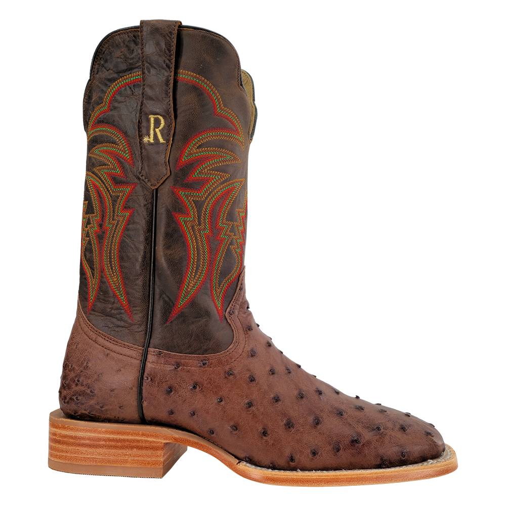 R. Watson Men's Kango Tobac Full Quill Ostrich Square Toe Boot - Image 4