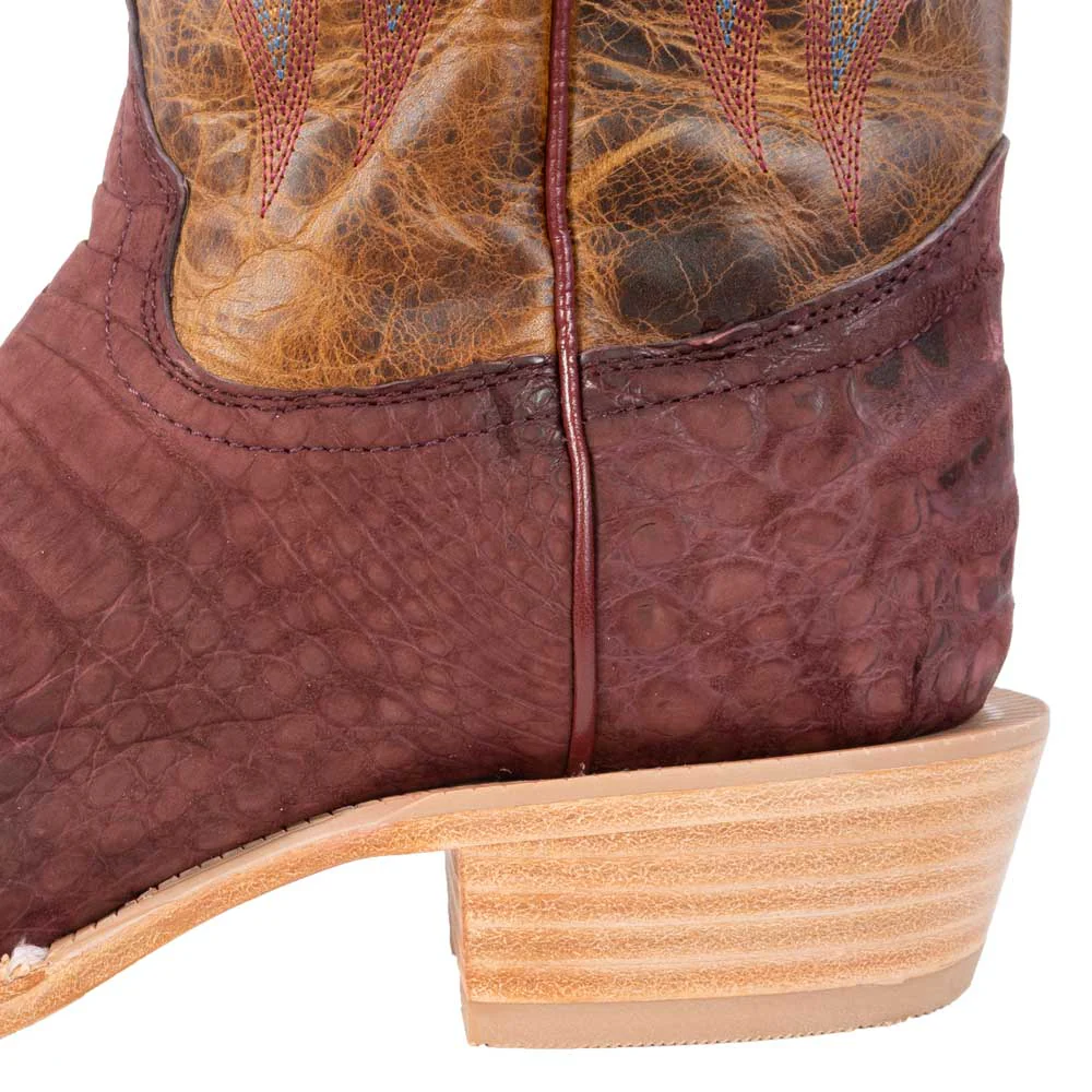 R. Watson Men's Rhubarb Sueded Caiman Square Toe Boot - Image 3