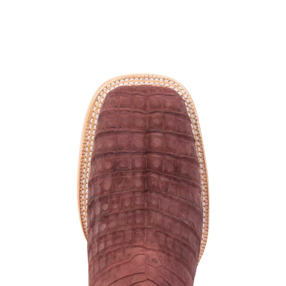 R. Watson Men's Rhubarb Sueded Caiman Square Toe Boot - Image 4