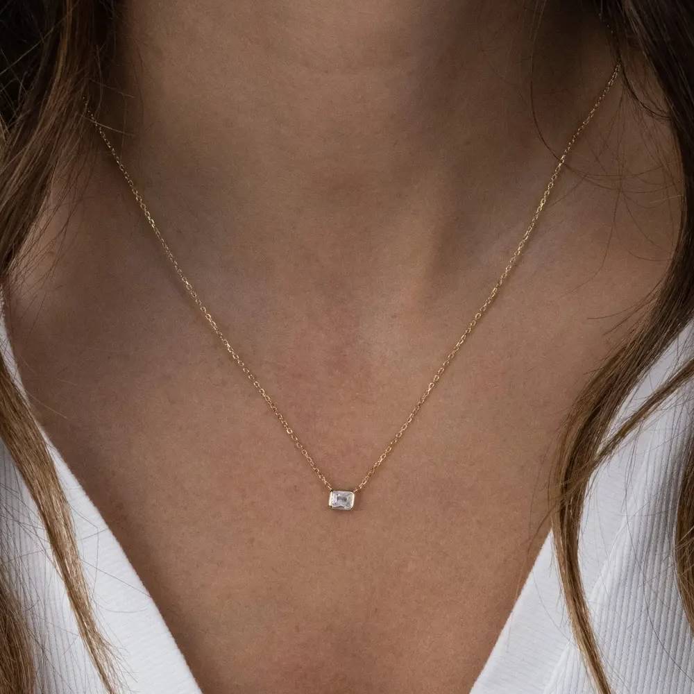 Gold Radiant Bezel Necklace - Image 2