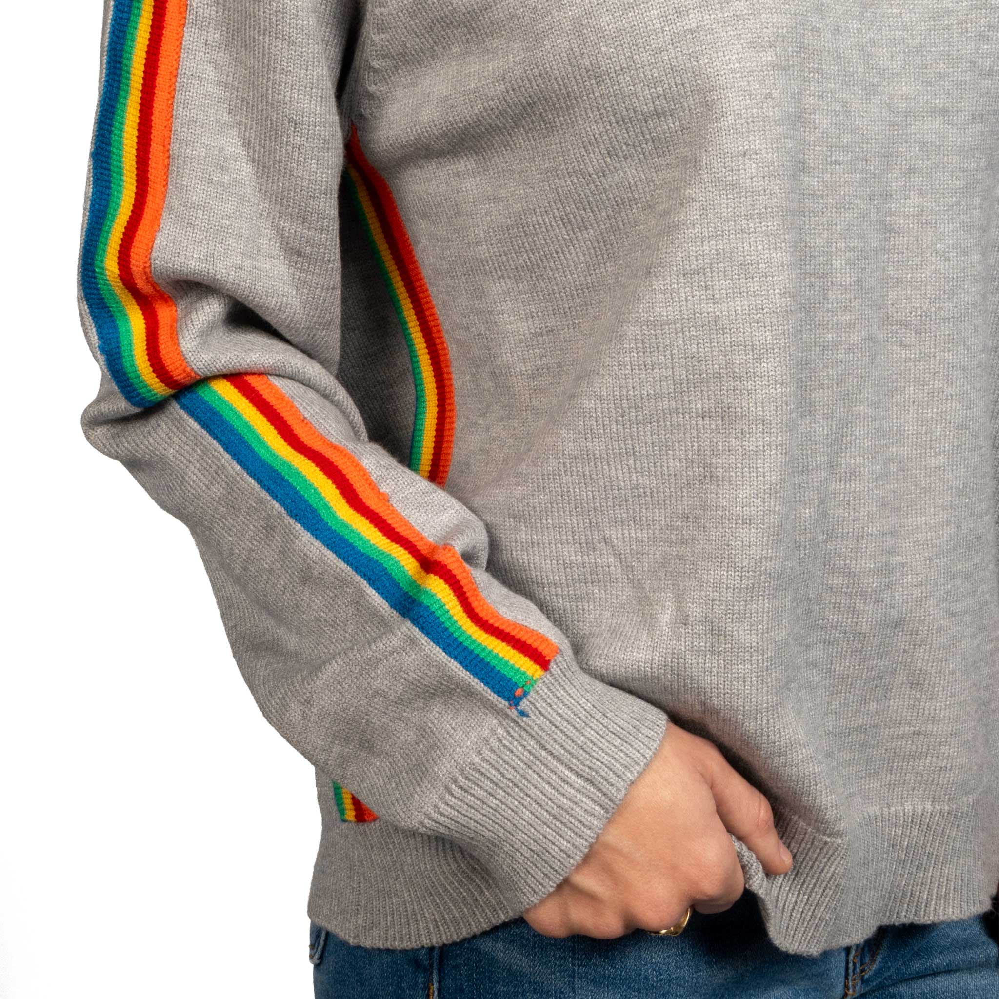 Heather Grey Rainbow Contrast Sweater - FINAL SALE - Image 3