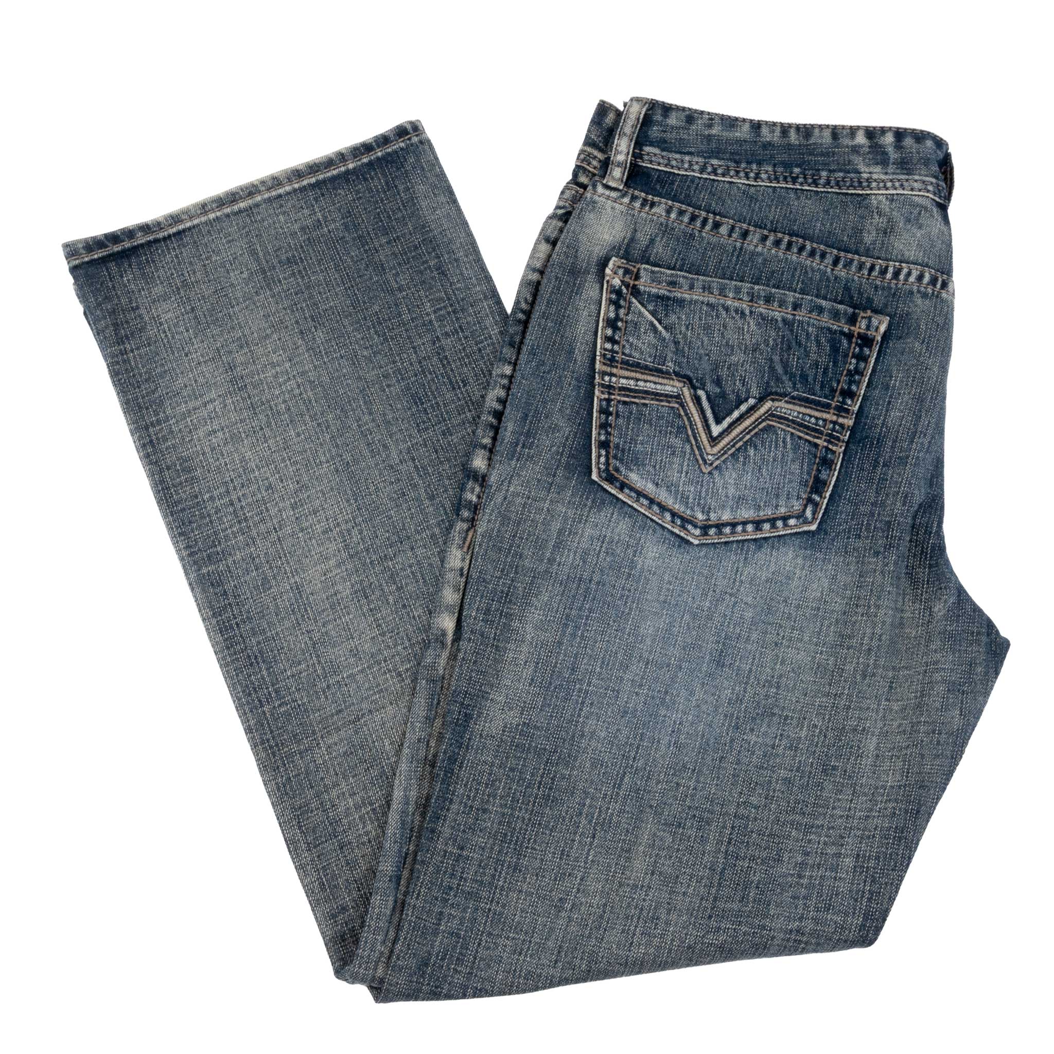 Rock & Roll Denim Men's Raised Denim Embroidered Double Barrel Straight Leg Jean