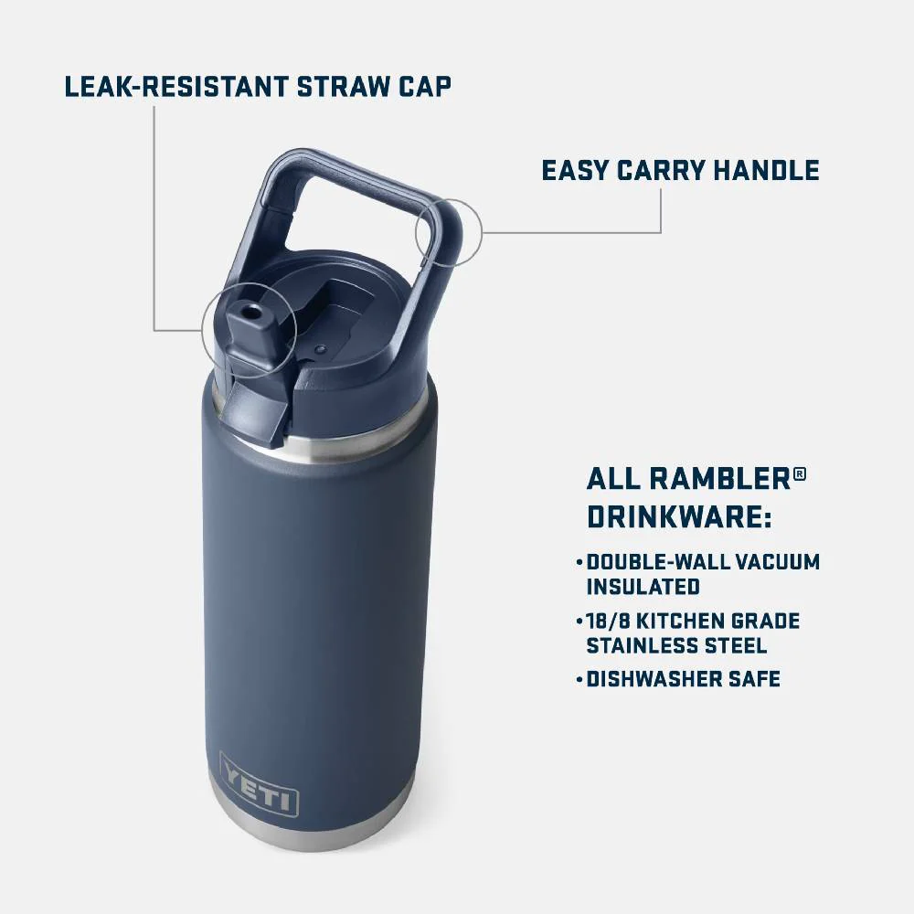Yeti Rambler 26oz Water Bottle - Rescue Red - Image 2