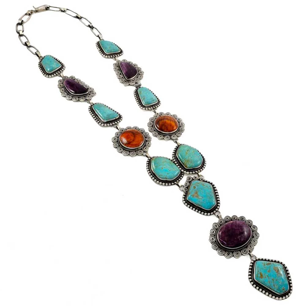 Randall Endito Turquoise and Spiny Oyster Lariat Necklace - Image 2