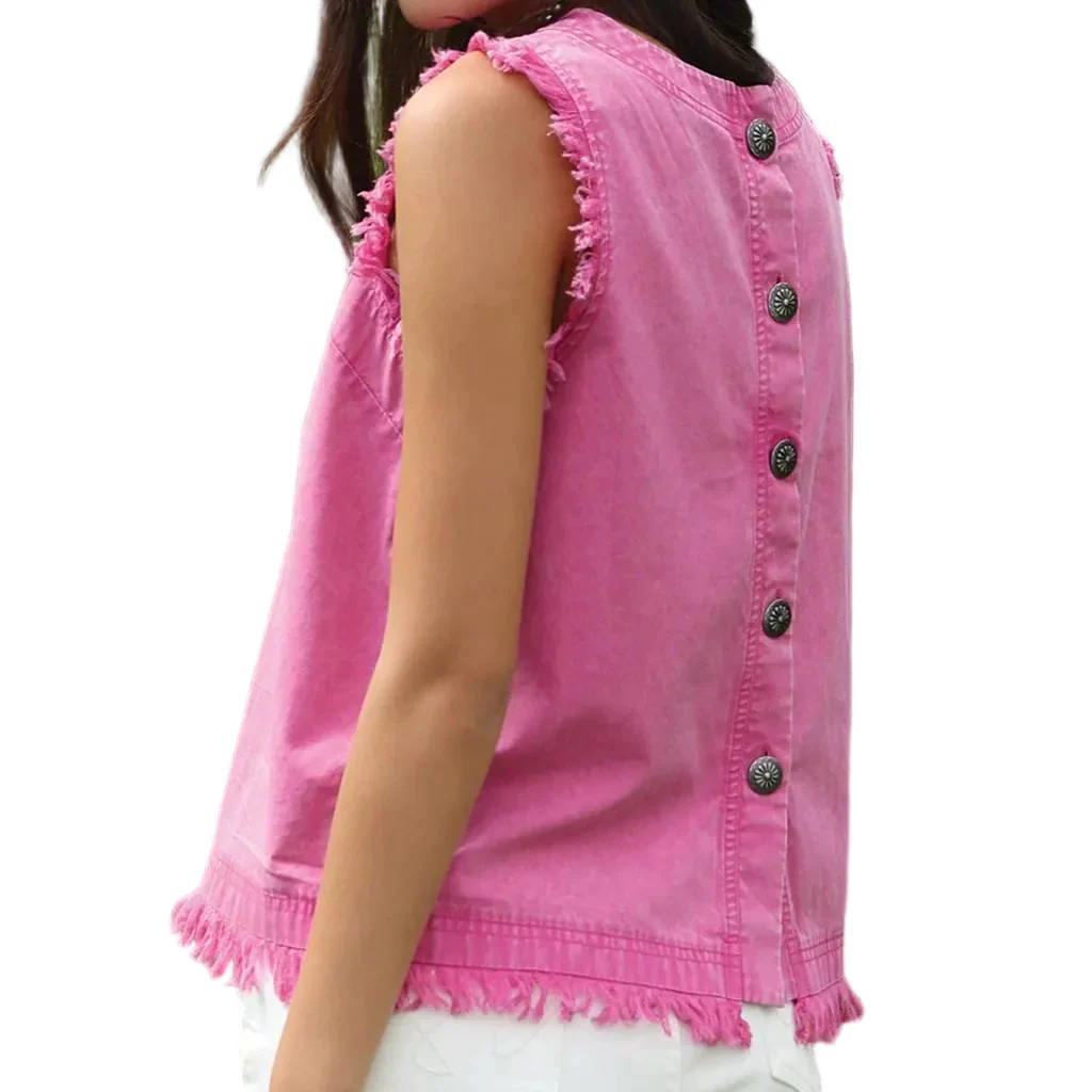Cruel Denim Women's Raw Hem Pink Tank - Image 2