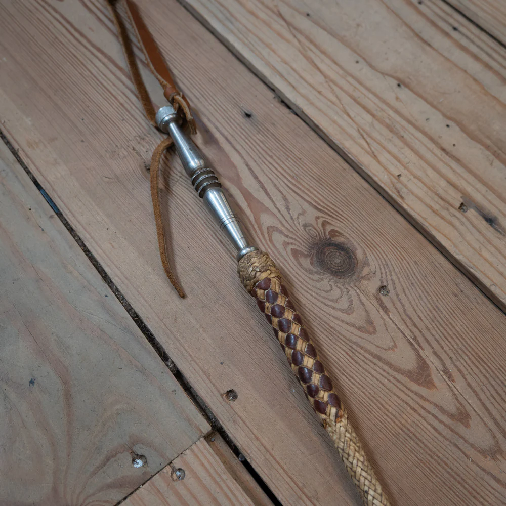 Handmade 29" Rawhide Quirt with Metal Grip - Image 2