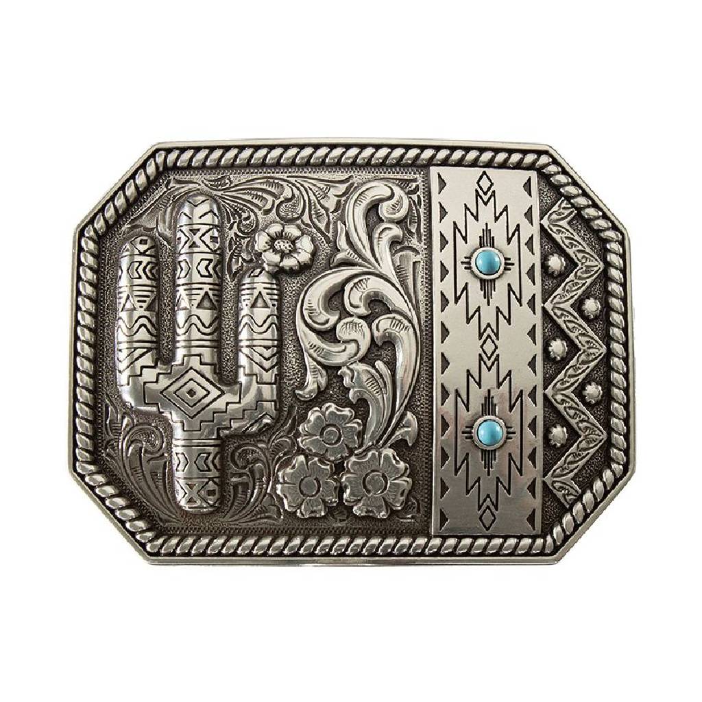 Blazin Roxx Rectangle Cactus Turquoise Stone Belt