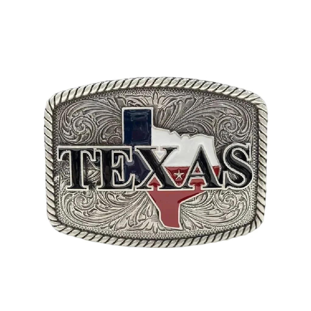Nocona Rectangle Rope Edge Painted Texas Buckle