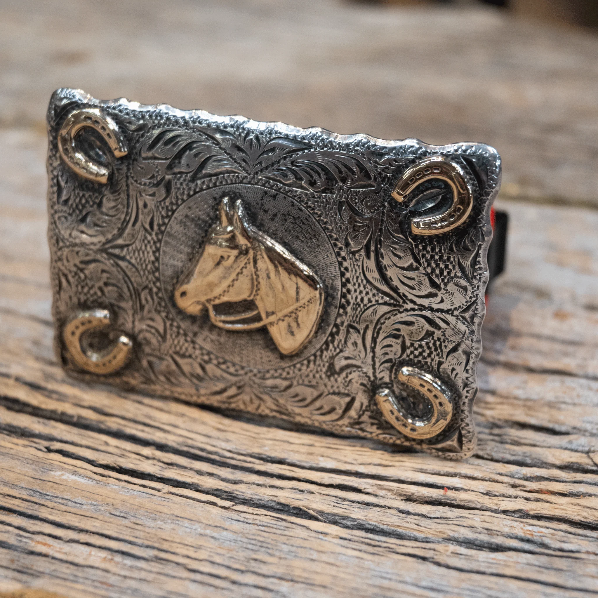 Renalde 1950's - 60's Sterling Silver & 10K Horse Head Belt Buckle - Image 2