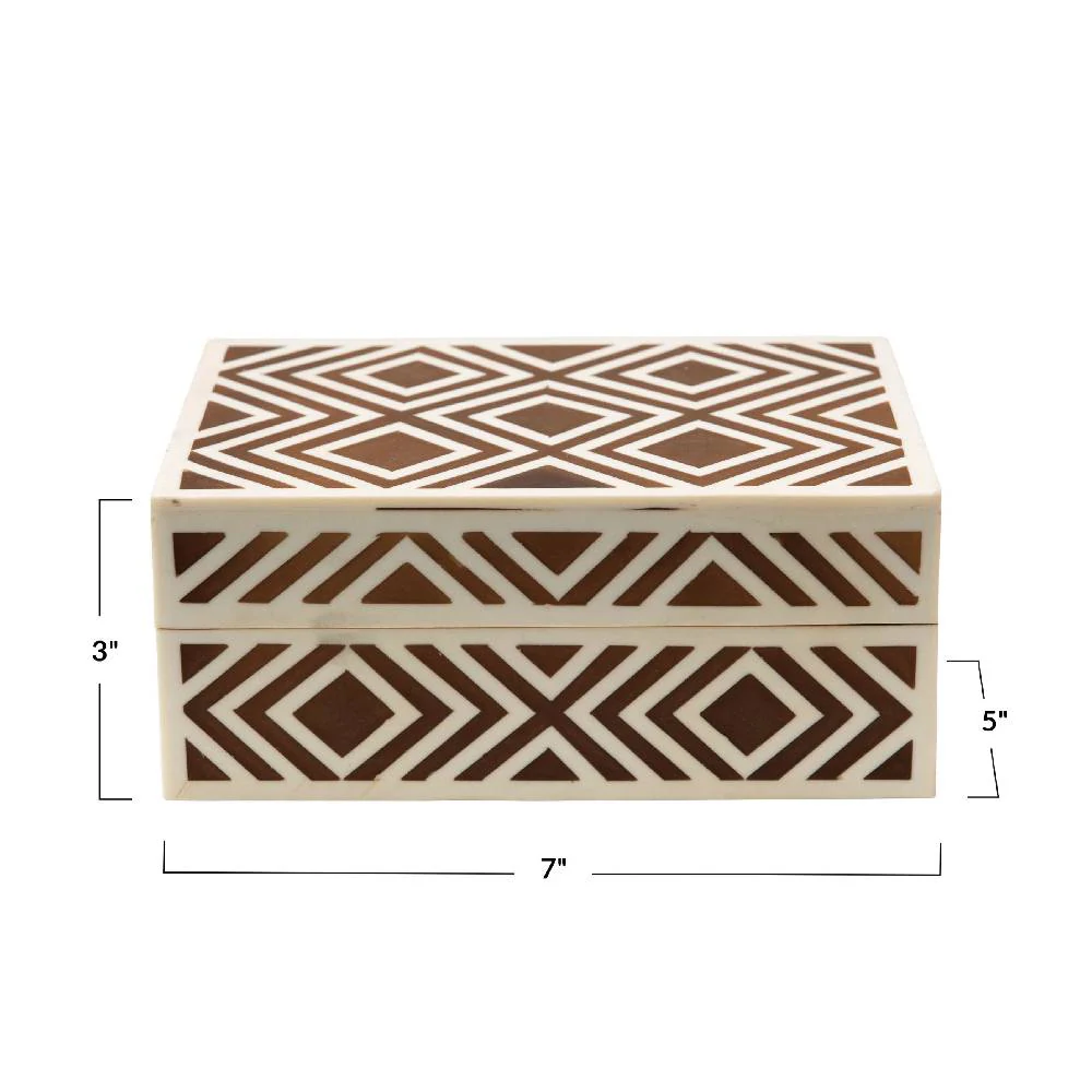 Resin Box with Lid and Pattern Inlay - Image 3